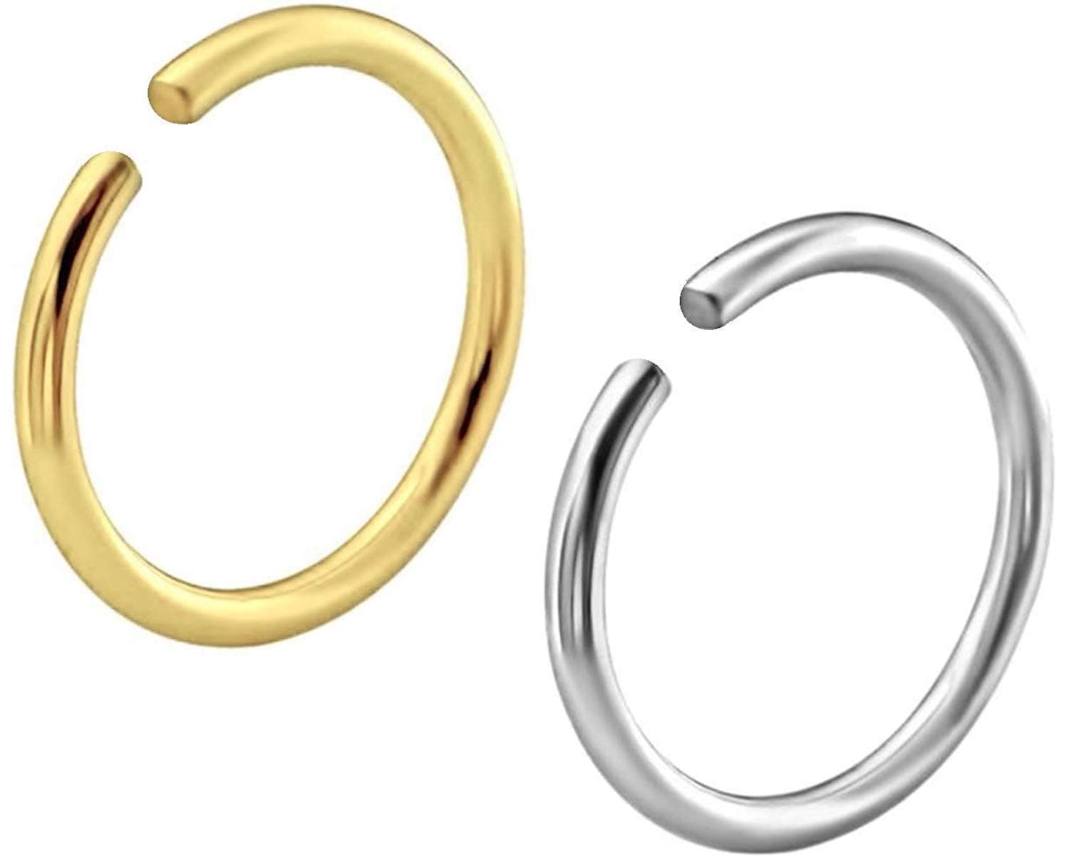 Surgical Steel 8mm No Rusting Pack Of 2 Pcs Clip-On Non-Pierced Nose Ring For Women And Girls (NR0115) 2 Pcs