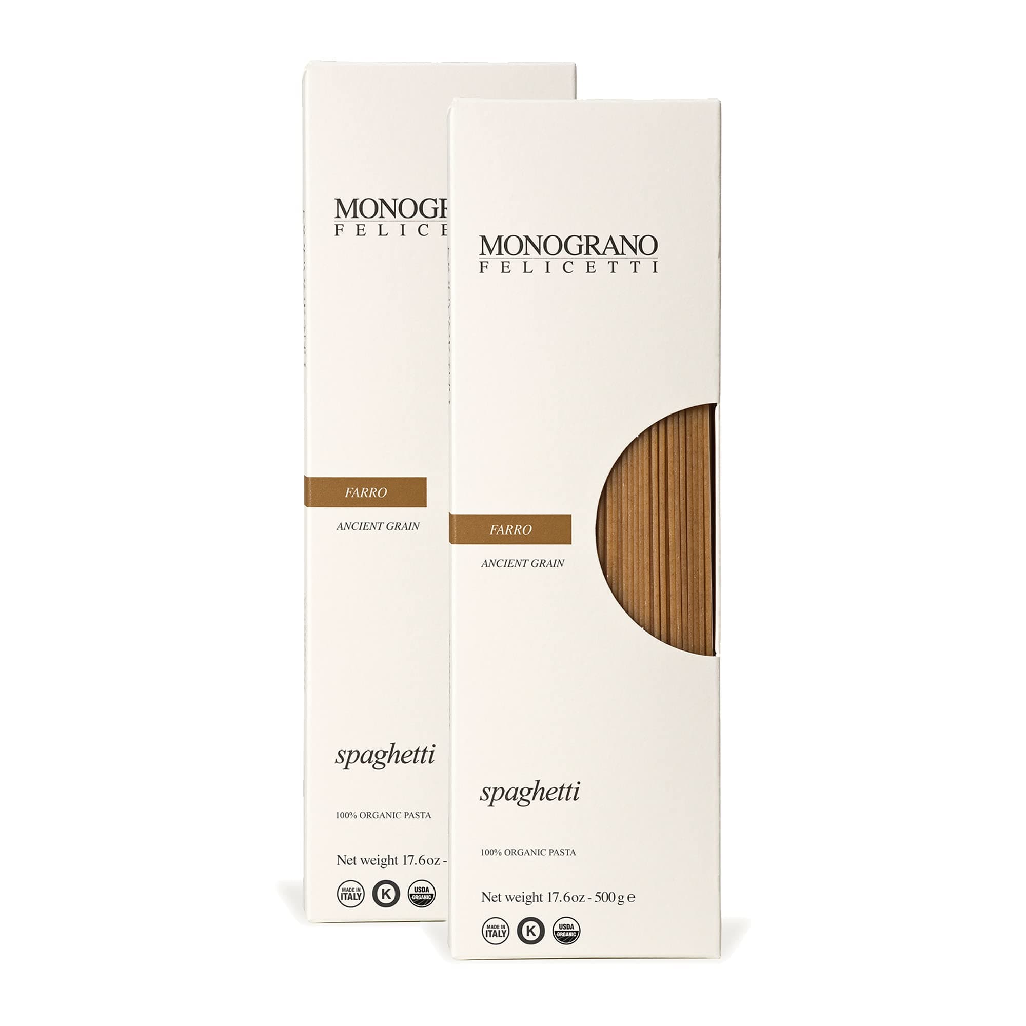 Farro Spaghetti Pasta Italian Organic Non-GMO 17.6oz (500g) 2 Pack