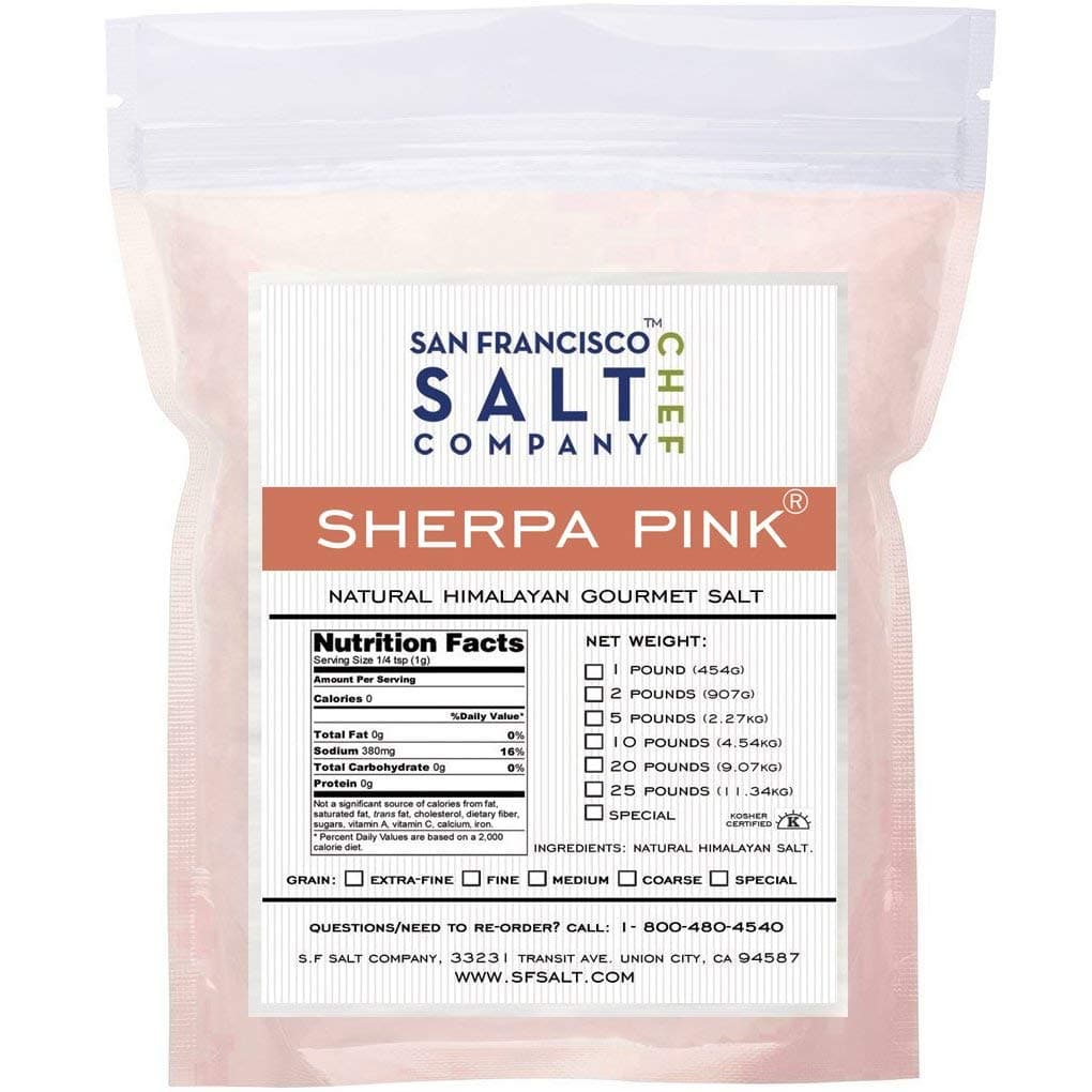 Sherpa Pink Gourmet Himalayan Salt (25lb Bag Extra-Fine Grain)