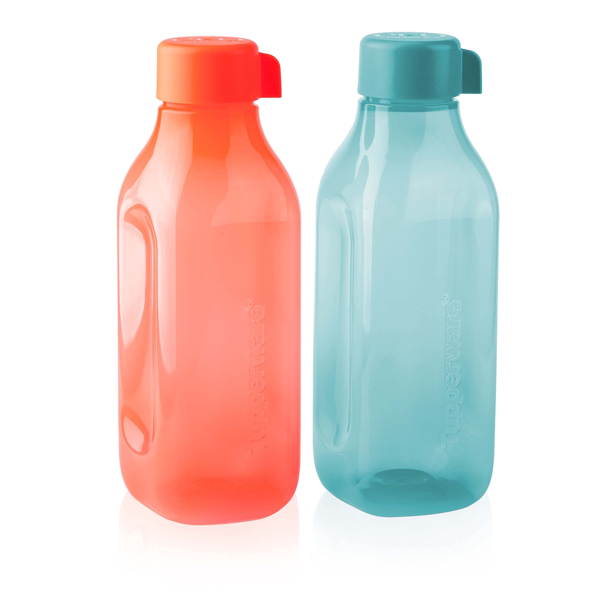 Tupperware Eco Fridge Bottle 1Ltr, Screw Cap (Set of 2) Orange & Blue