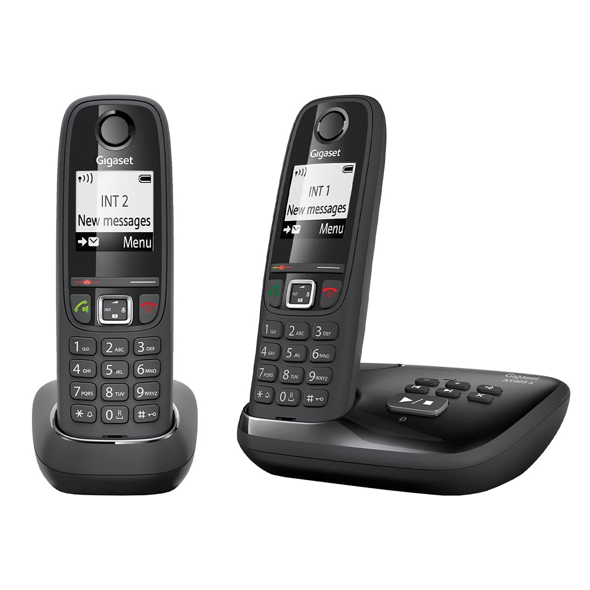 Gigaset AS405A DUO - Advanced Cordless Home Phone with Answer Machine and Nuisance Call Block - 2 Handsets, Glossy Black