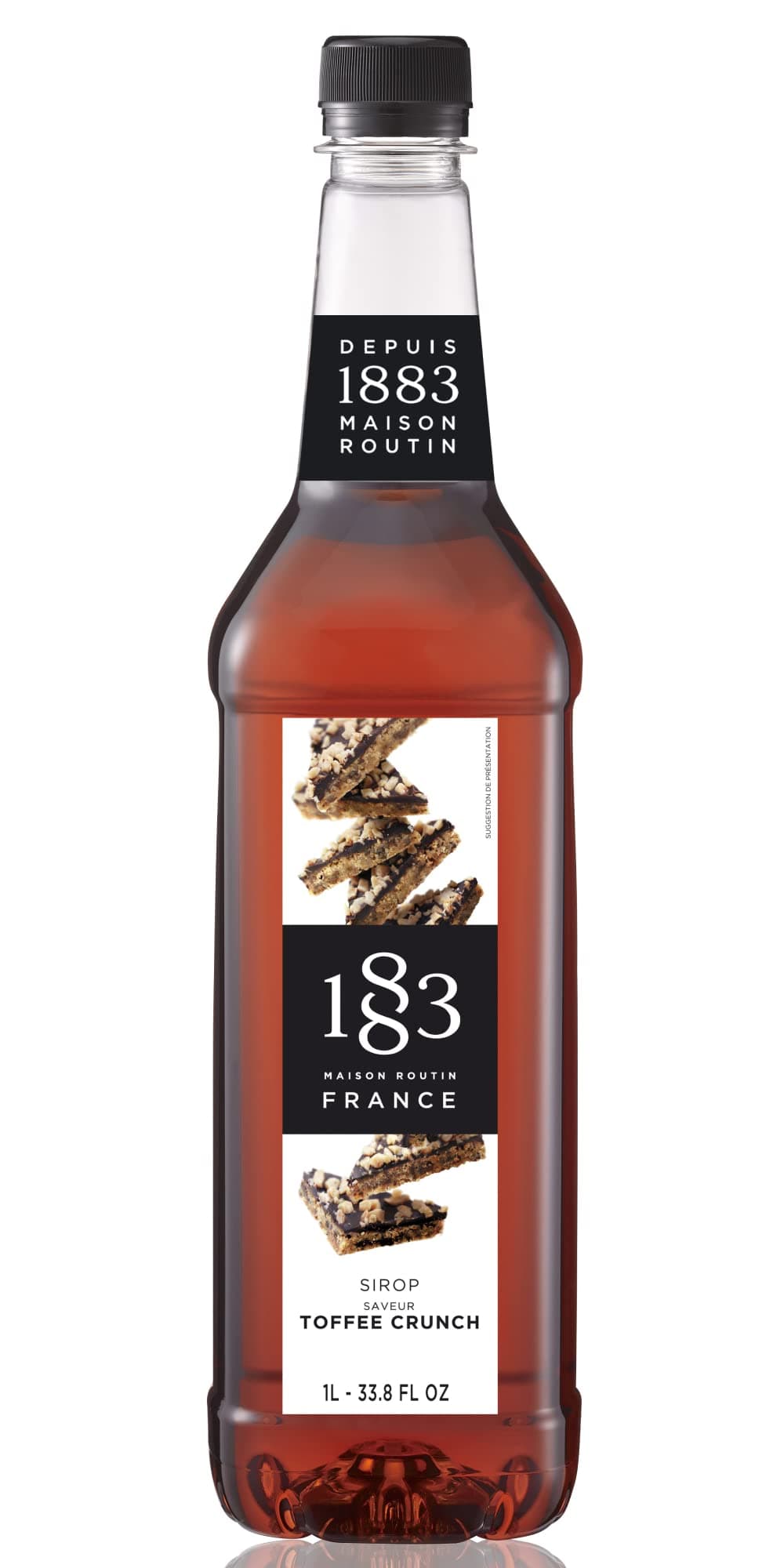 1883 Toffee Crunch Syrup - Flavored Syrup for Hot & Iced Beverages - Gluten-Free, Vegan, Non-GMO, Kosher, Preservative-Free, Made in France | Plastic Bottle 1 Liter (33.8 Fl Oz)