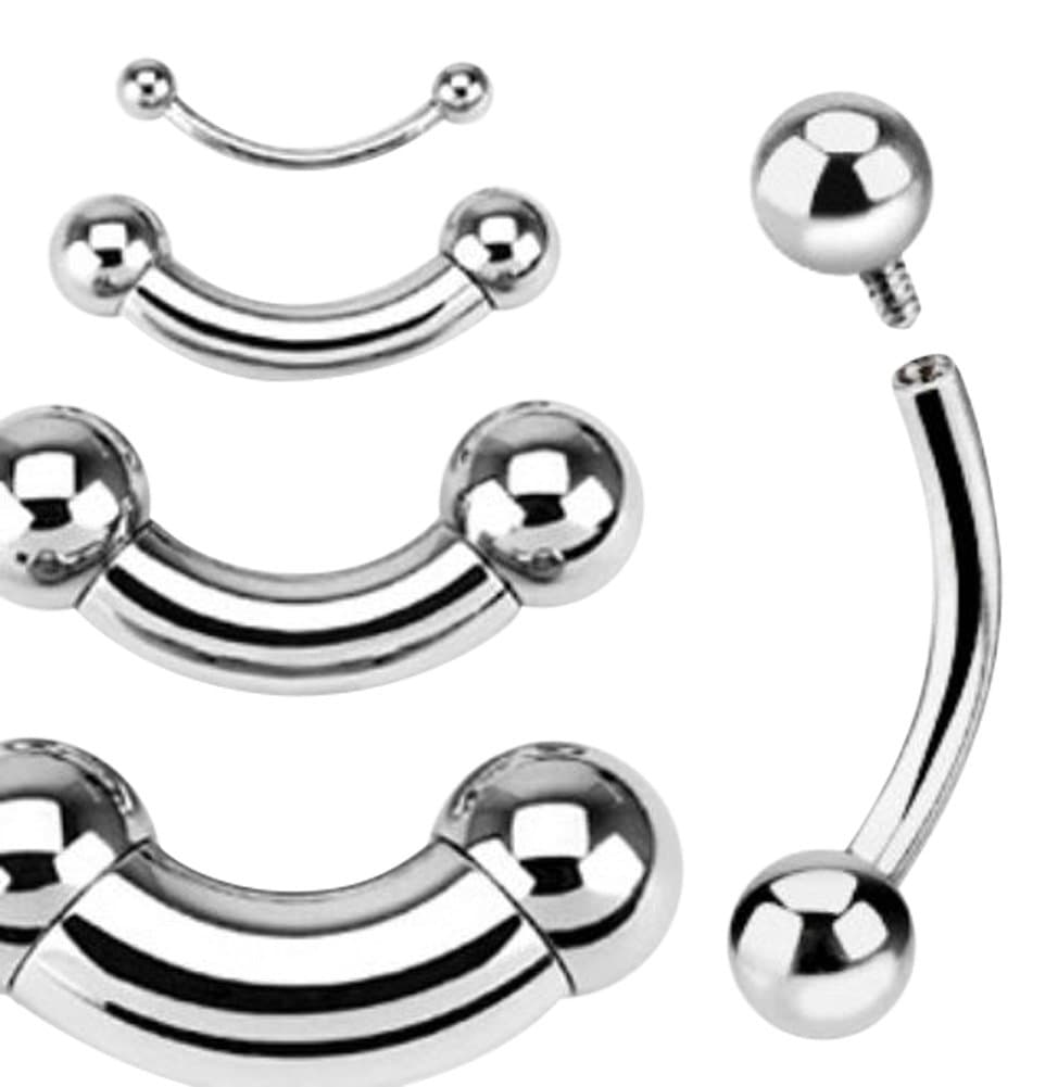 Lobal Domination 1pc 316L Steel Internally Threaded Bent Curved Barbell Bridge, PA, Eyebrow Ring