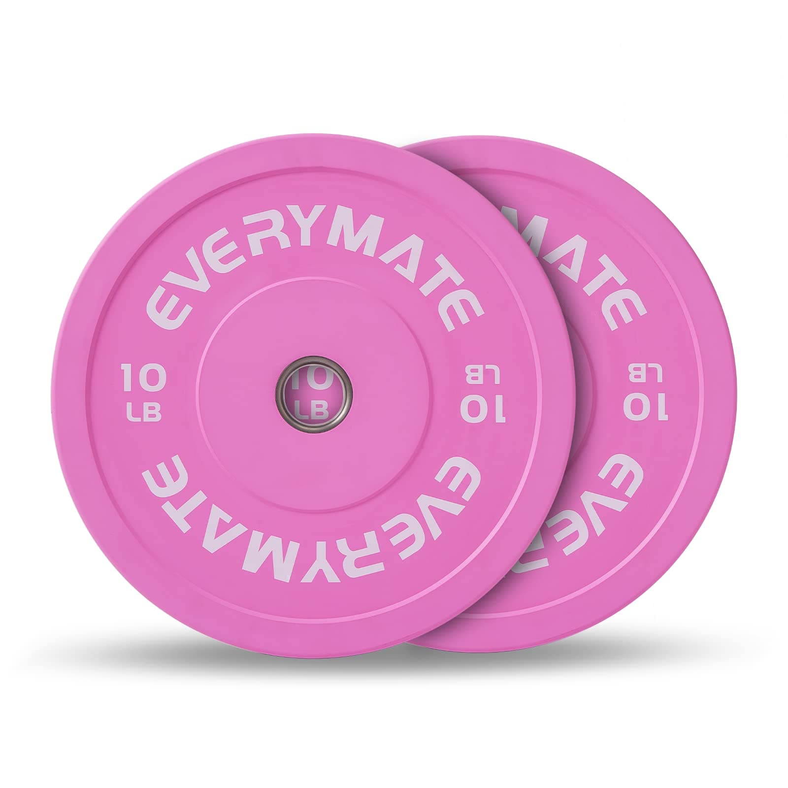 EVERYMATE Pink Weight Plates 10LB 15LB 25LB 35LB 45LB Olympic Bumper Plates Grip Weight Plates for Strength Training & Crossfit Steel Inserts Weight Plates Fit 2" Barbells Virgin Rubber Weights