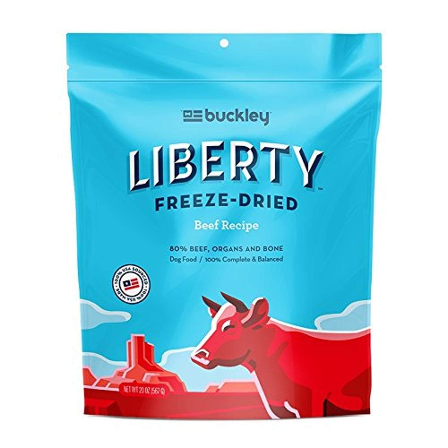 Buckley Liberty Freeze Dried Dog Food/Food Topper And Mixer, Beef, 20 Ounce
