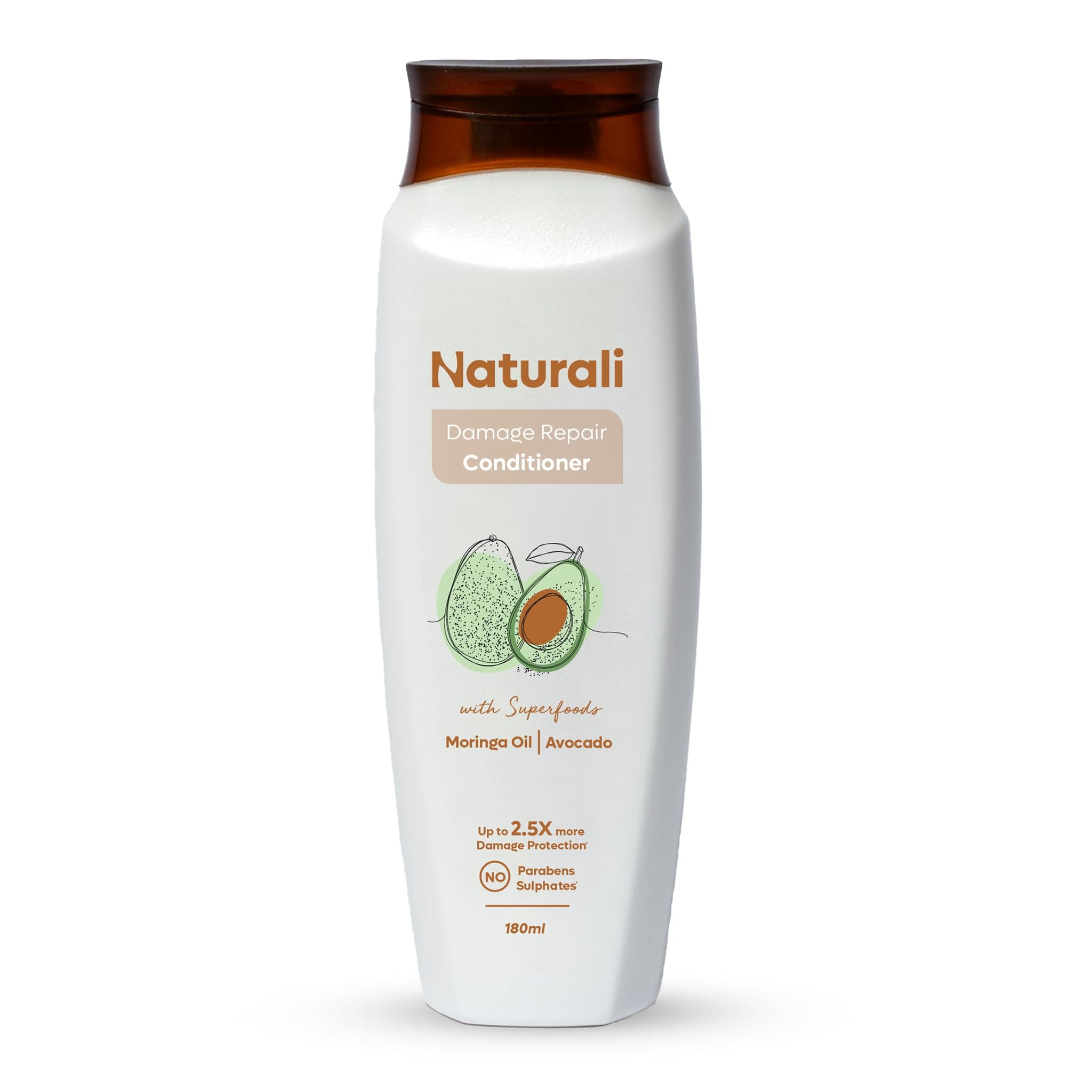Naturali Damage Repair Conditioner with Avocado & Moringa Oil | No Sulphates, No Parabens | Deeply Hydrates & Smoothens Damaged Hair | Repairs Split Ends | Conditioner 180ml bottle