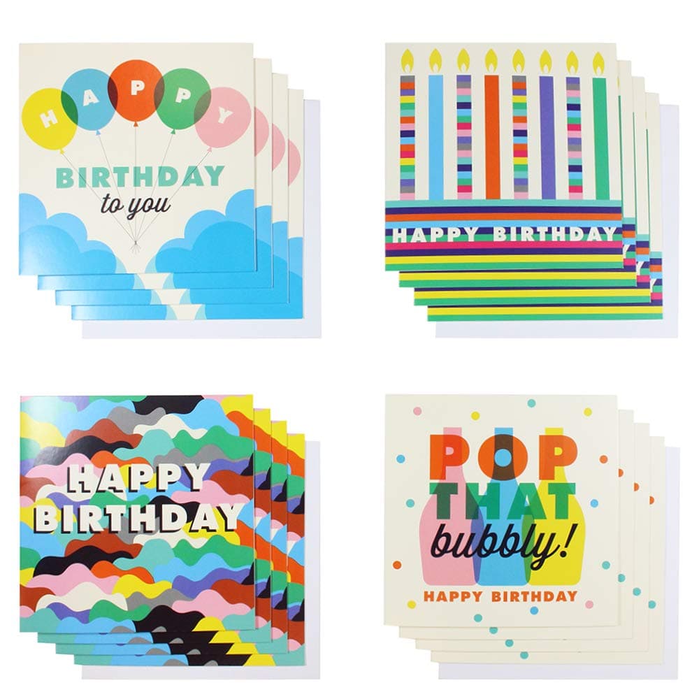 Paperchase Bubbly birthday card assortment - Pack of 16