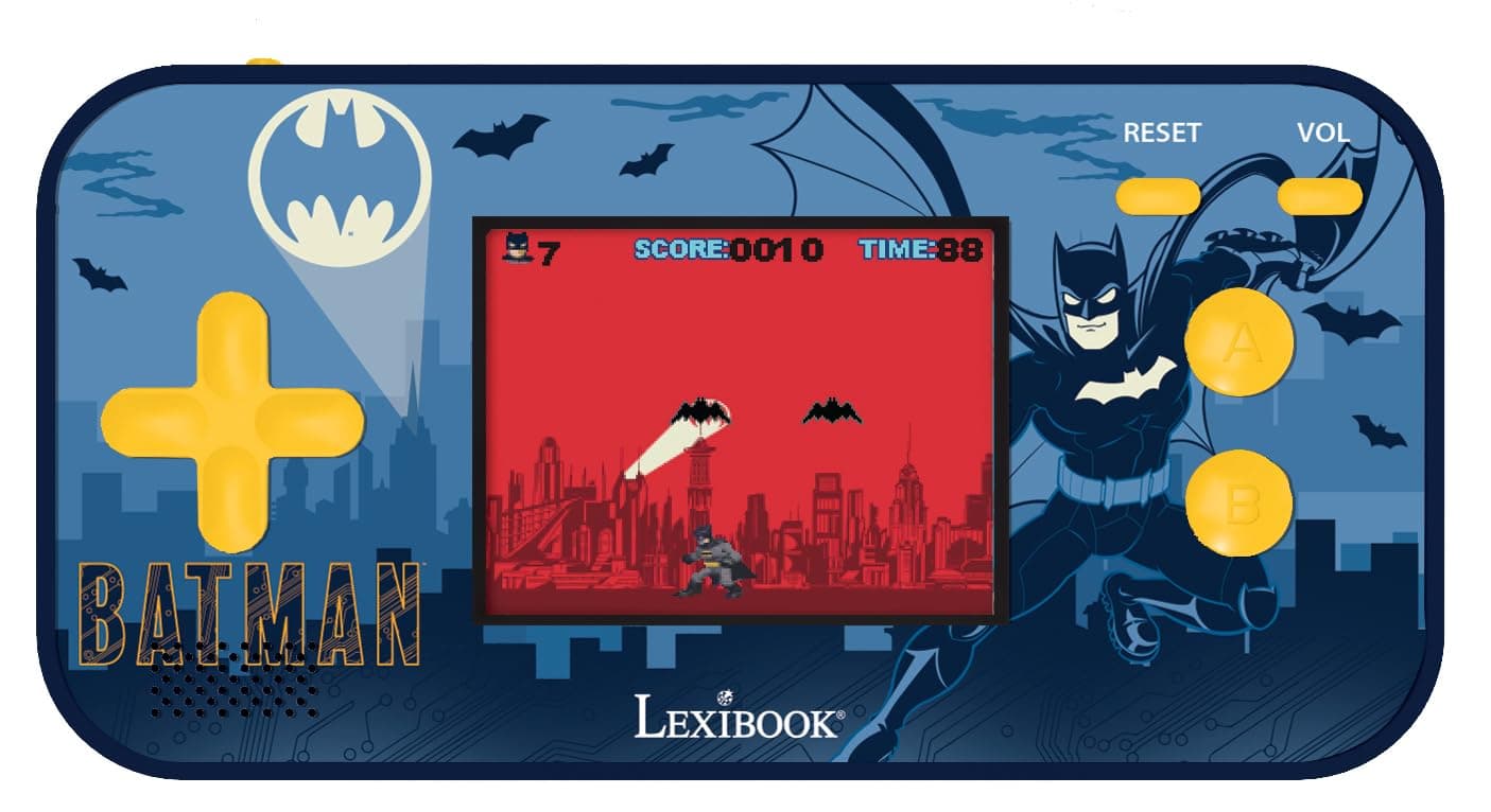 – Lexibook - Batman - Compact Cyber Arcade Portable Console, 150 Games, LCD Colour Screen, Battery Operated, Black/Blue, JL2367BAT