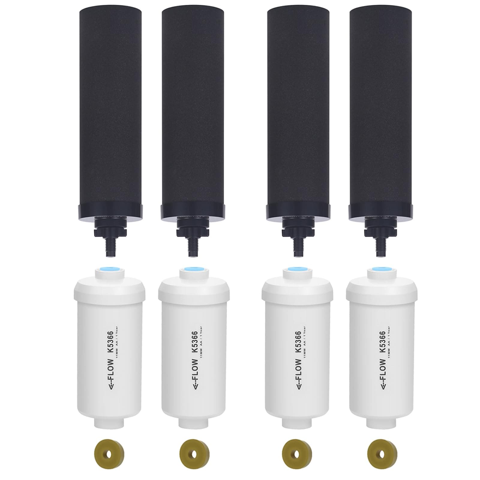 Fluorine Filter, Replacement for Gravity Water Filter System Black & Fluoride NSF/ANSI 375 Certified Water Filter, Replacement for Berkey® BB9-4® Black Filters & PF-4® Fluoride Filters, Pack of 8
