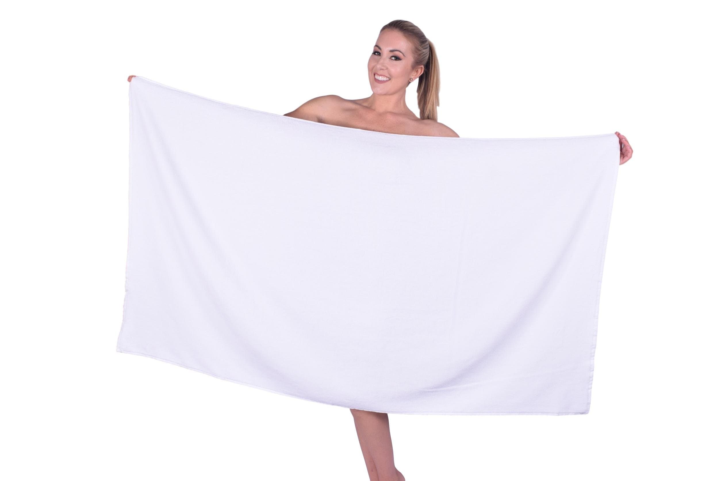 Puffy Cotton Hotel & Spa Luxury Plush Velour Large Beach Towel Bath Sheet, Super Soft and Absorbent - White - Set of 1