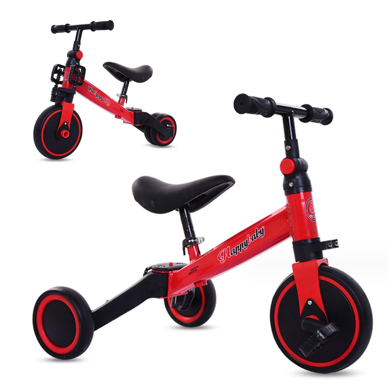 DAYONG 3-in-1 Baby Tricycle for 1-4 Years Old, Indoor-Outdoor Toddler Tricycle with 3 Wheels & Removable Pedal for Boys & Girls