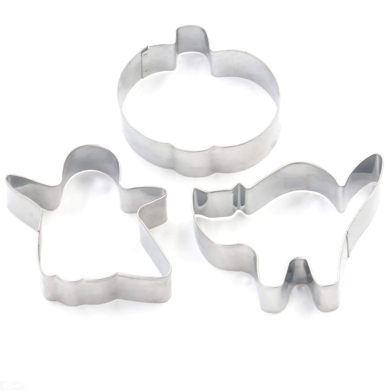 Halloween Cookie Cutters 3-Piece Set Spooky Cat Pumpkin and Ghost Cookies