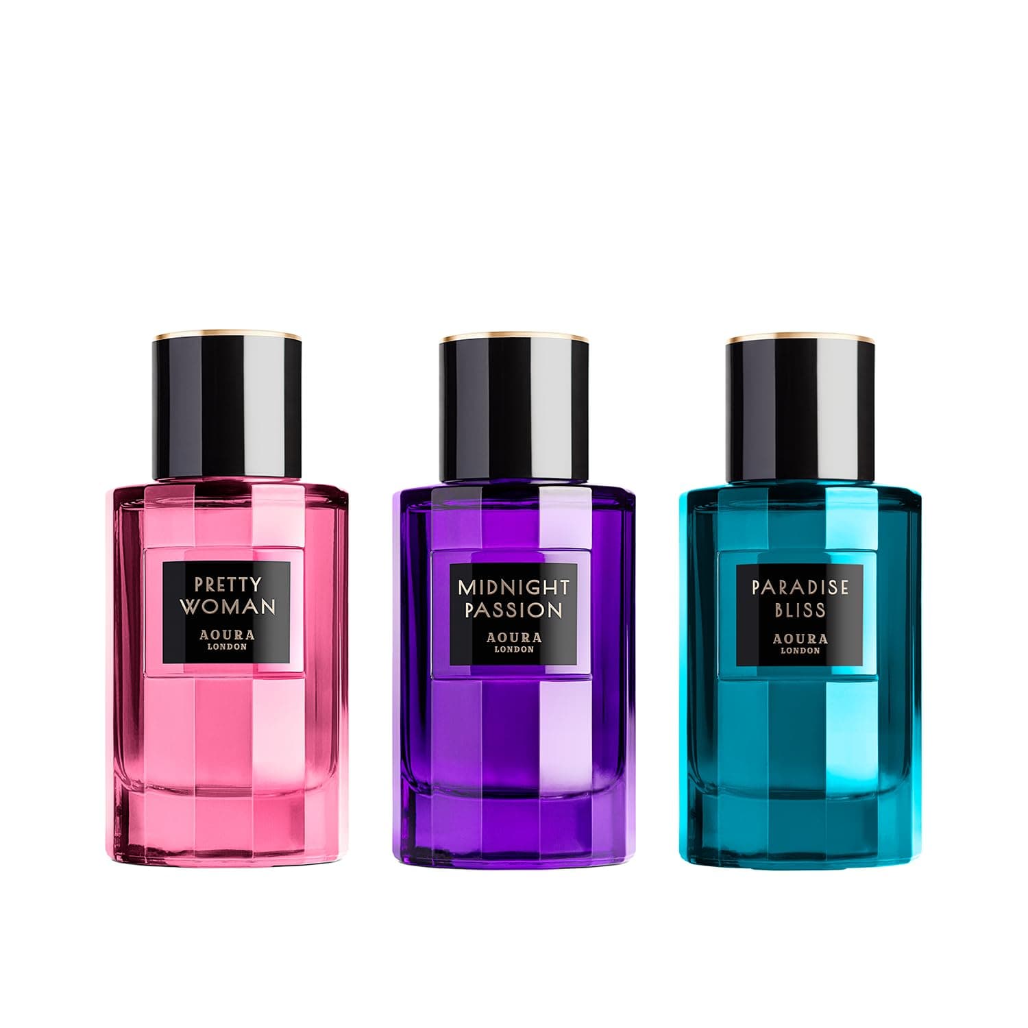 Aoura Eau de Parfum Mixed Fragrance Perfume Bundle, Midnight Passion, Pretty Woman & Paradise Bliss (3 x 100ml)