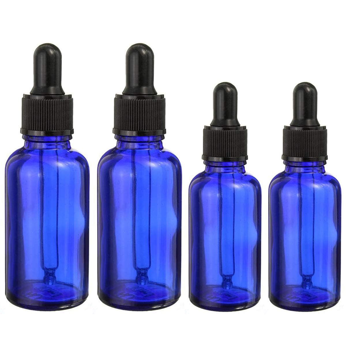 4 Pack Blue Amber Empty Glass Bottle with Pipettes Dropper10ml 20ml Boston Refillable Glass Bottle with Black Screw Cap and Essential Oil Aromatherapy Eye Drops Reagent Liquid Bottle