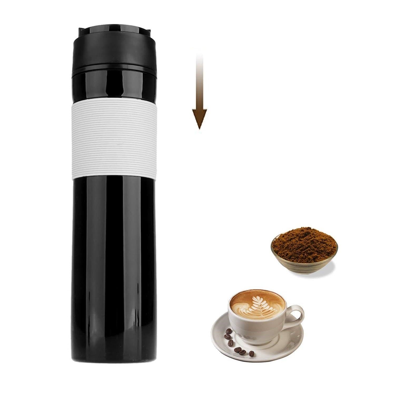 Coffee Maker French Press Travel Coffee Mug Protable Tea and Coffee Maker Bottle, Hot and Cold Coffee Brewer, Travel Tumbler Great for Commuter, Camping, Outdoors and Office, 350ml/12oz (Coffee-P-01)