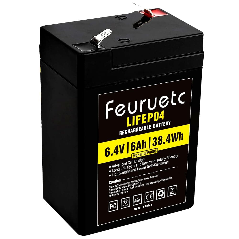 6V 6Ah LiFePO4 Lithium Battery, 2000 Cycles Rechargeable Lithium Iron Phosphate Battery, Used for Emergency Lights, Lanterns, Kids Ride On Car, Pet Feeders, etc.with BMS (6V 6AH)