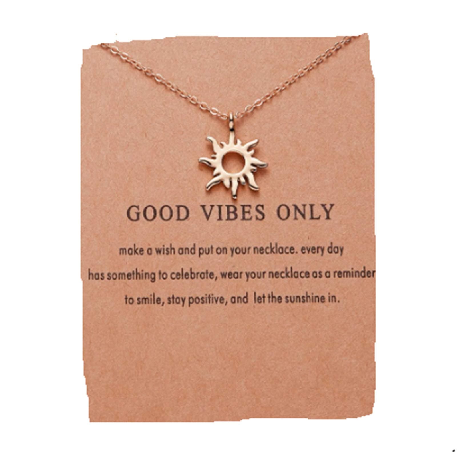 CrownOfRibbonsSunshine necklace, Happy Jewellery, Good Vibes friendship pendant and chain, gold tone