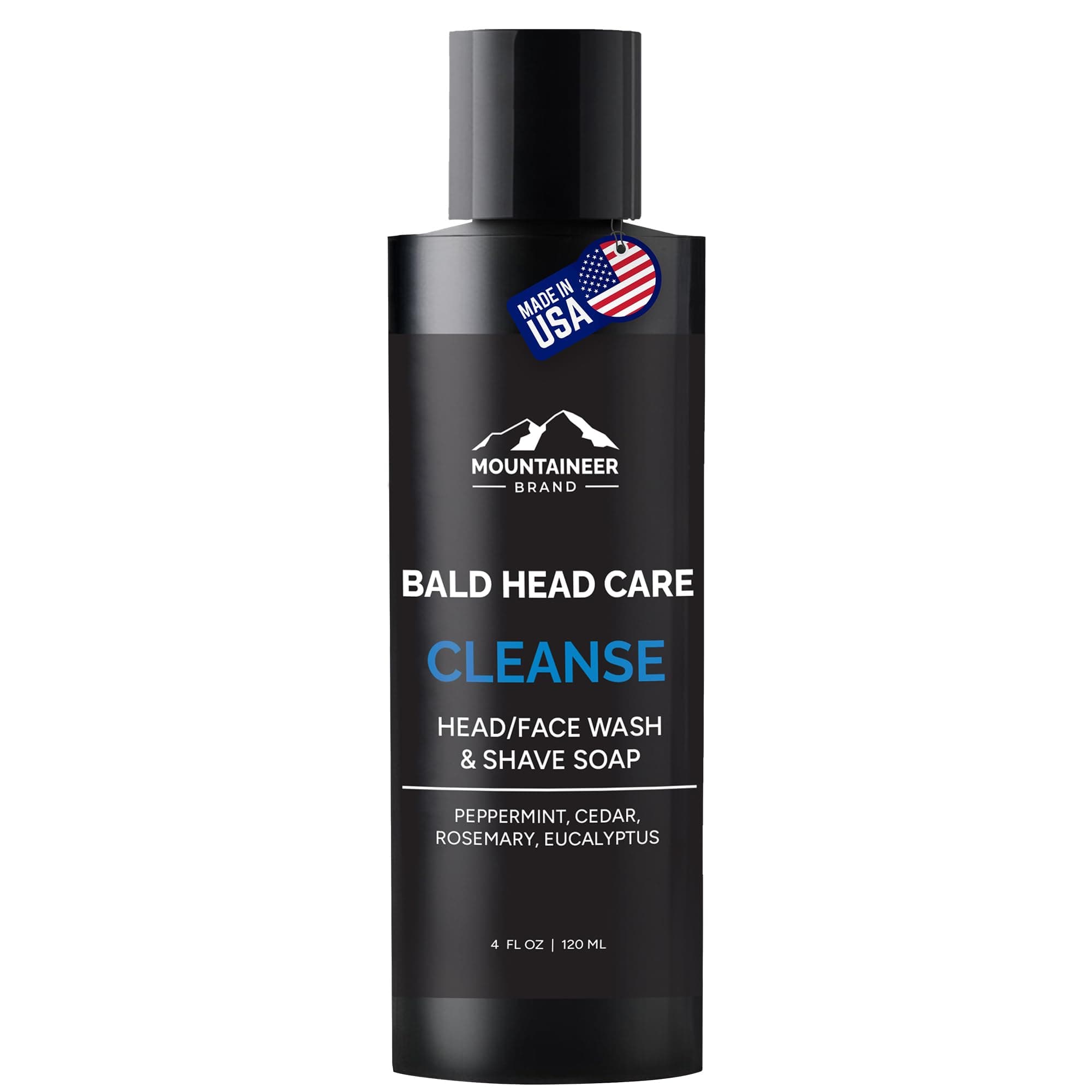 Mountaineer Brand Natural Bald Head Shampoo with Fresh & Natural Scent | Daily Scalp & Face Soap Wash | Bald Head Care for Men | Made in West Virginia | Cleanse | 4oz