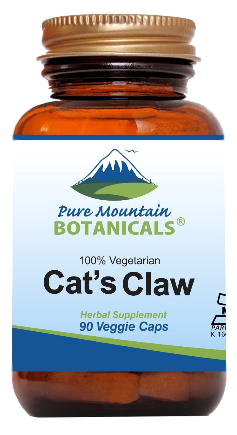 Pure Mountain Botanicals Cat’s Claw Capsules - 90 Kosher Vegan Caps with 1000mg Peruvian Cats Claw Uncaria Tomentosa Herbal Supplement