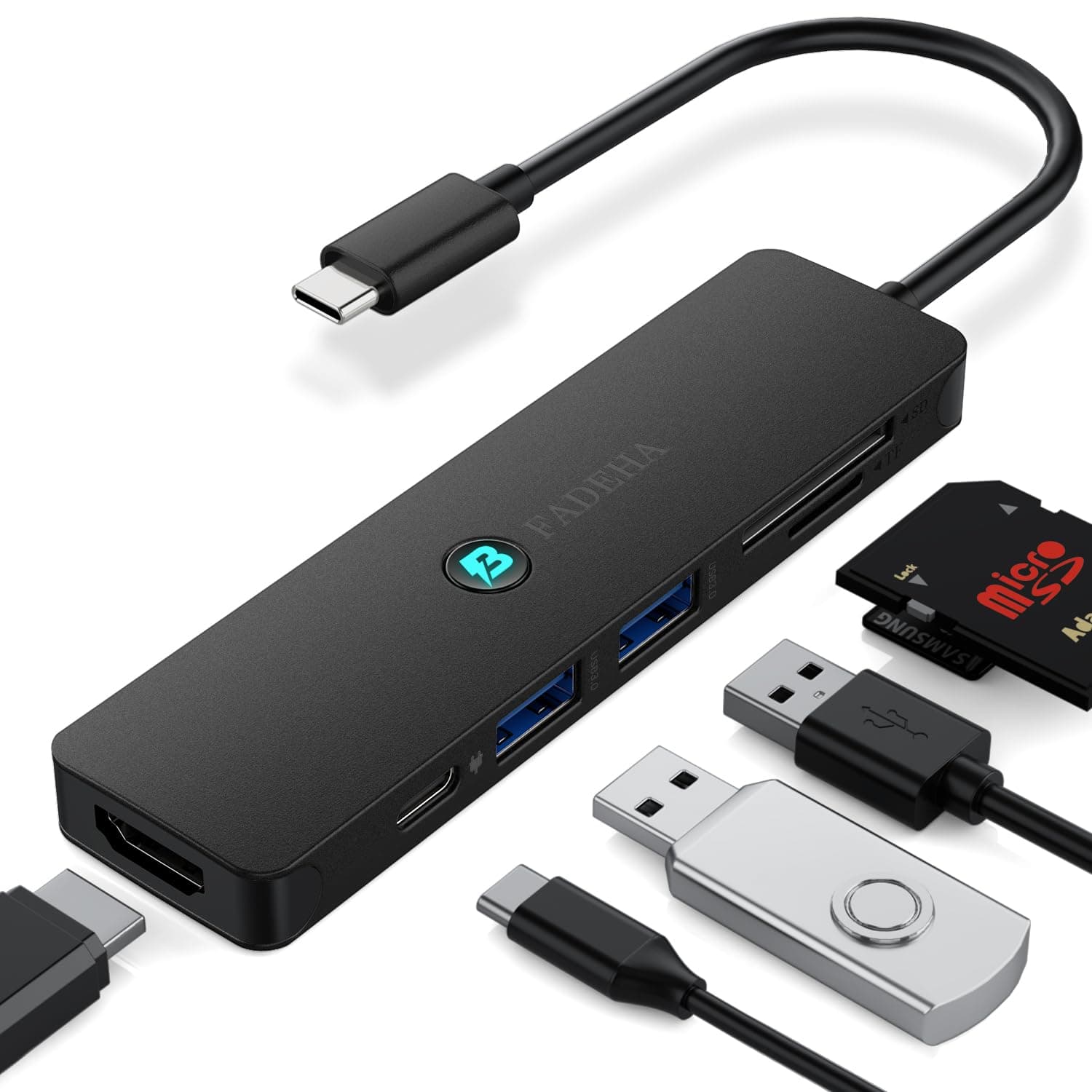 2025 Latest Version 7in1 USB C Hub, Mini Dongle Mac Multi-Port Adapter for MacBook air, TF/SD Card Reader, USB C to HDMI Hub Dongle Compatible for Other Laptops Type C Devices (USB 3.0 5Gbps)