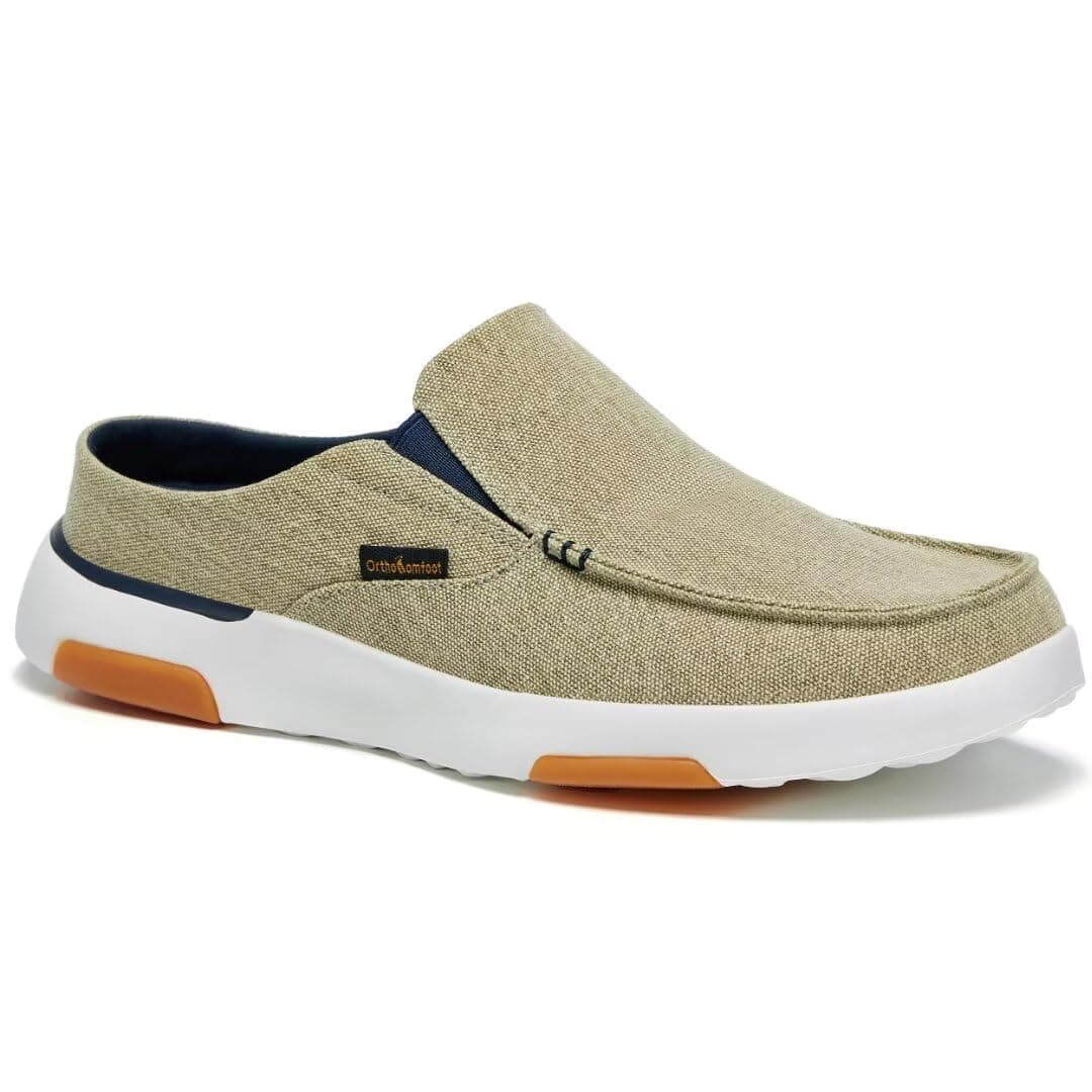 OrthoComfoot Men's Orthopedic Slip-On Loafers Walking Shoes with Arch Support: Casual Plantar Fasciitis Slippers for Flat Feet, Comfortable Orthotic Shoes for Foot and Heel Pain Relief