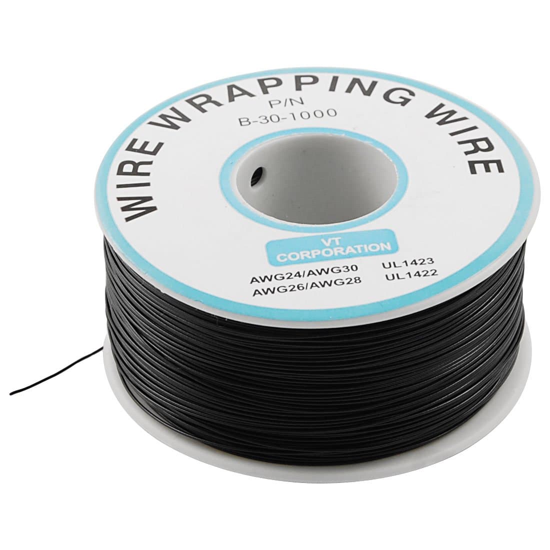 P/N B-30-1000 30AWG Tin Plated Copper Wire Wrepping Cable Reel Black 305M