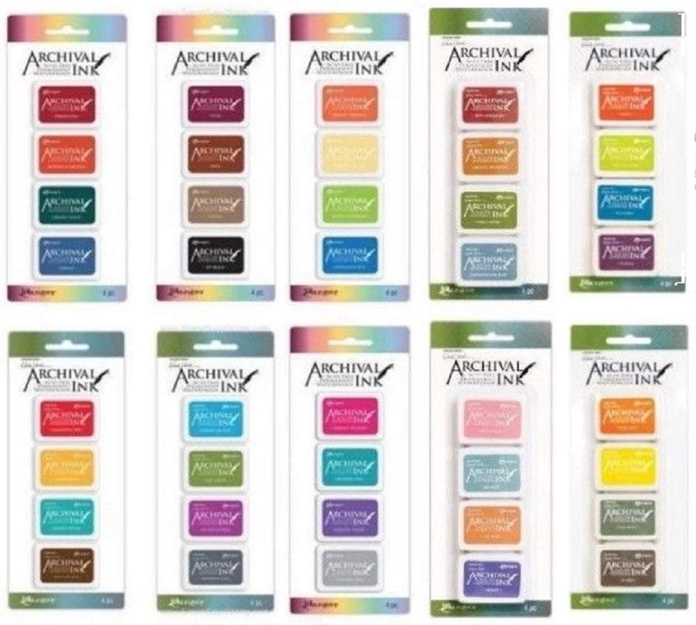 Ranger Mini Archival Ink Pads Bundle Complete Set Includes Wendy Vecchi 10 Packs Bundle - 40 Ink Pads totals with Bonus Mixing Cups