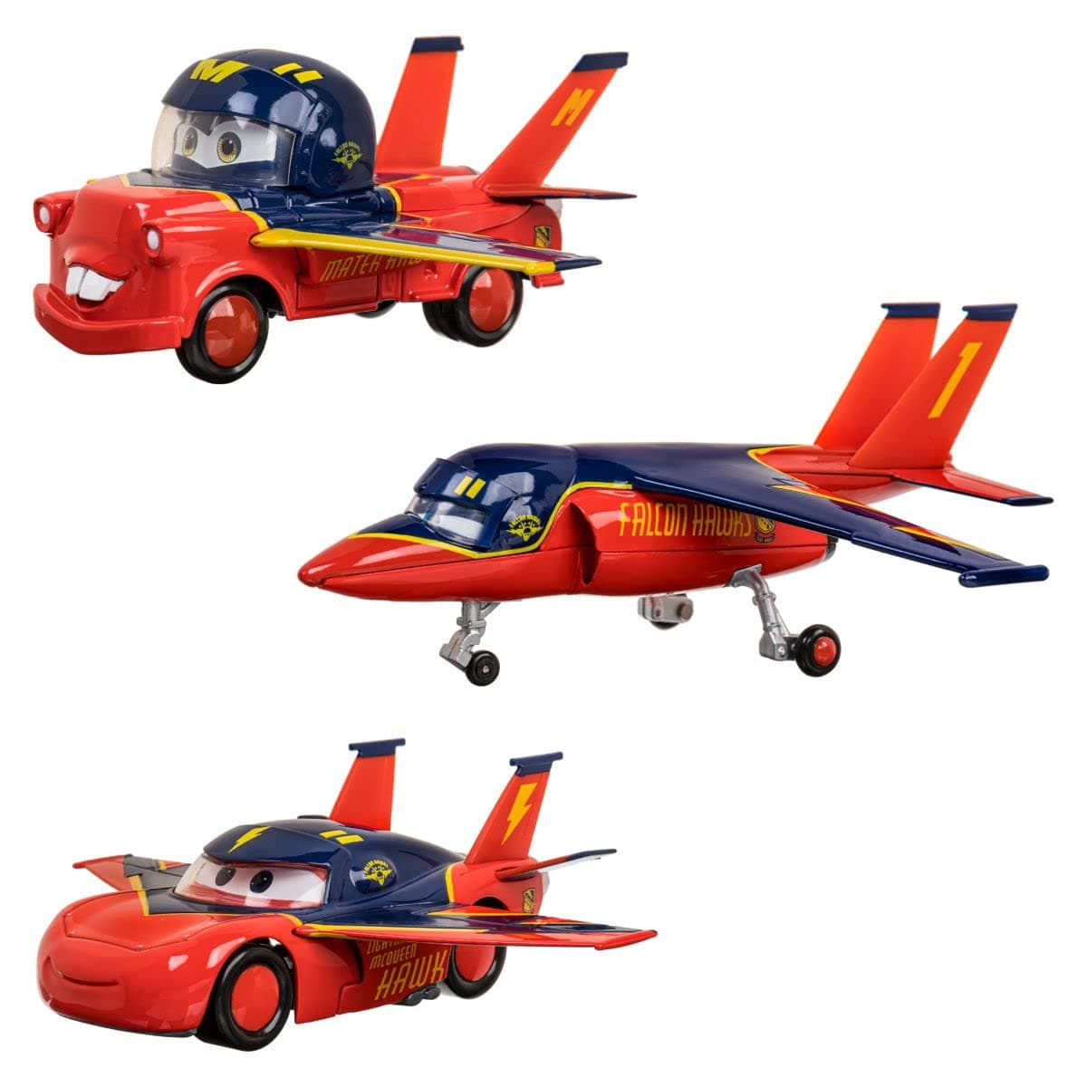 DISNEY STORE Pixar Cars Diecast 3-Pack: Mater, Falcon, Lightning McQueen Airplanes