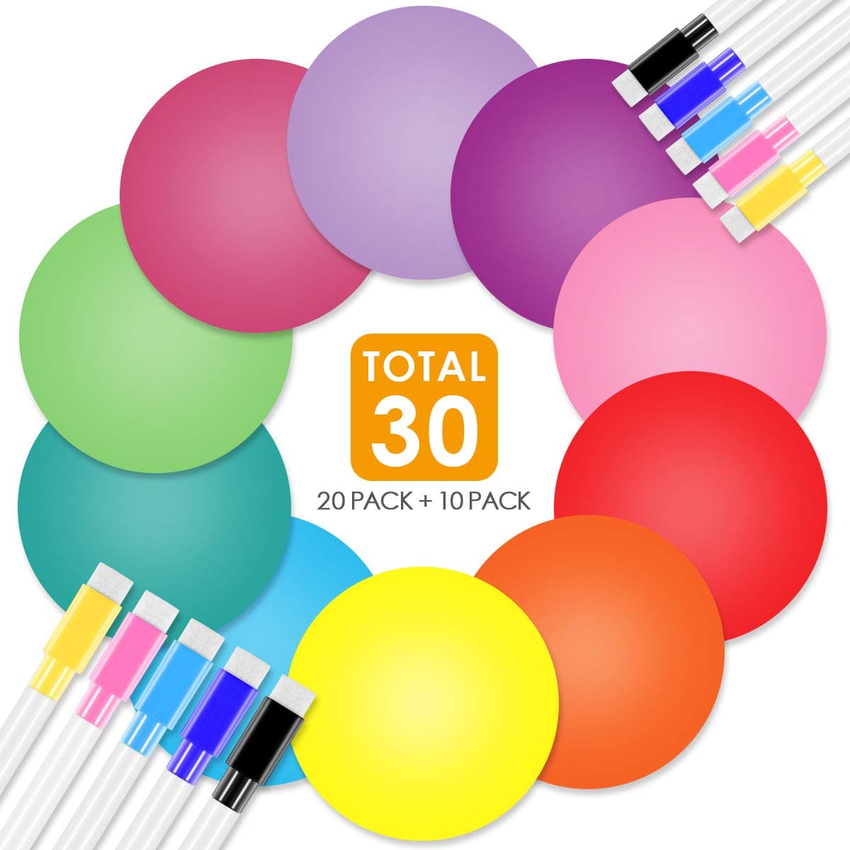 Colorful Dry Erase Circles, 20 Pieces Colorful Wall Stickers White Board Marker Removable Vinyl Dot Wall Decal Classroom Table Spots, Perfect for Students, Teachers in Classroom, Homeschooling