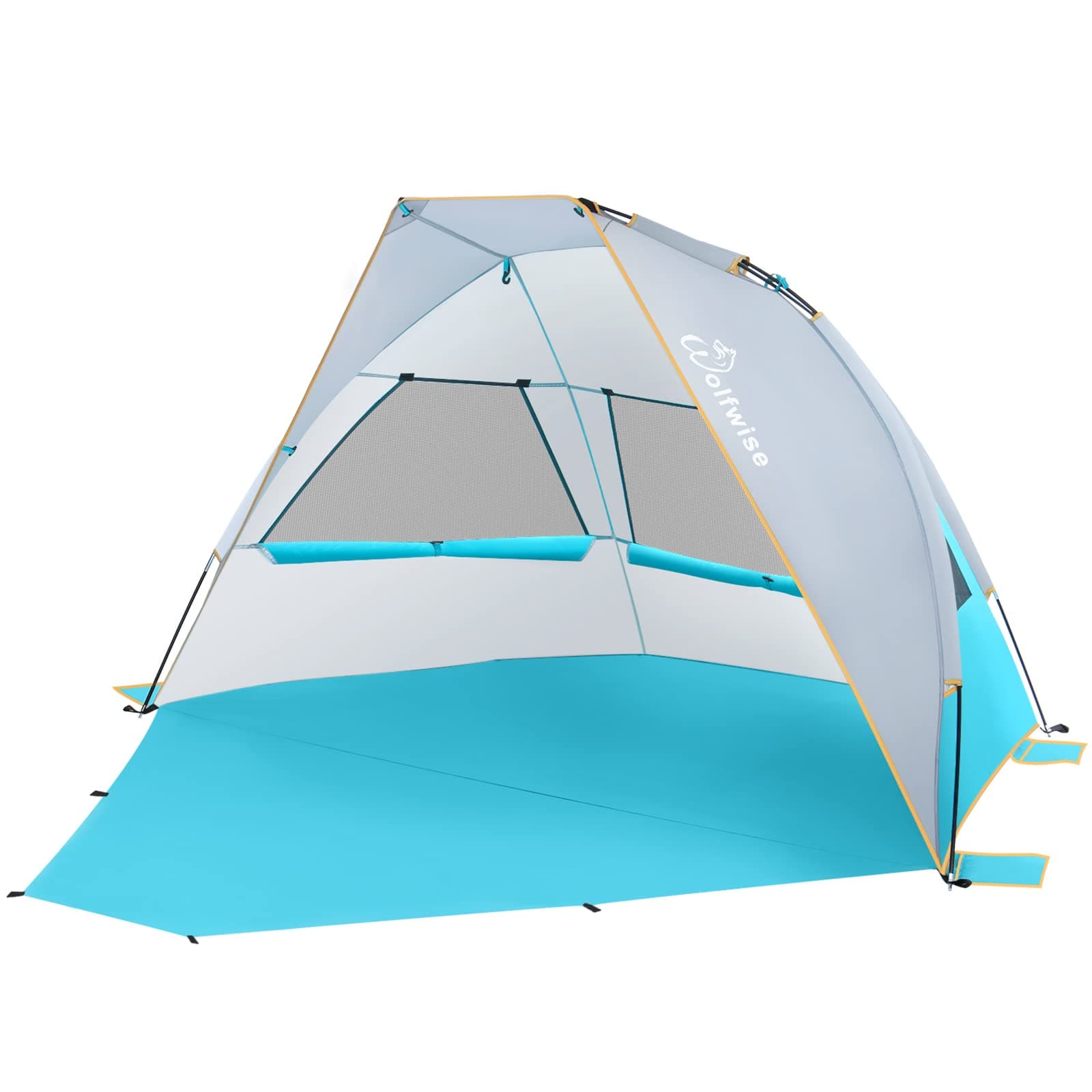 3 Person Beach Tent & Shade with UPF 50+, Portable Sun Beach Shelter with Lightweight, Waterproof, Carry Bag, Extendable Floor, Blue