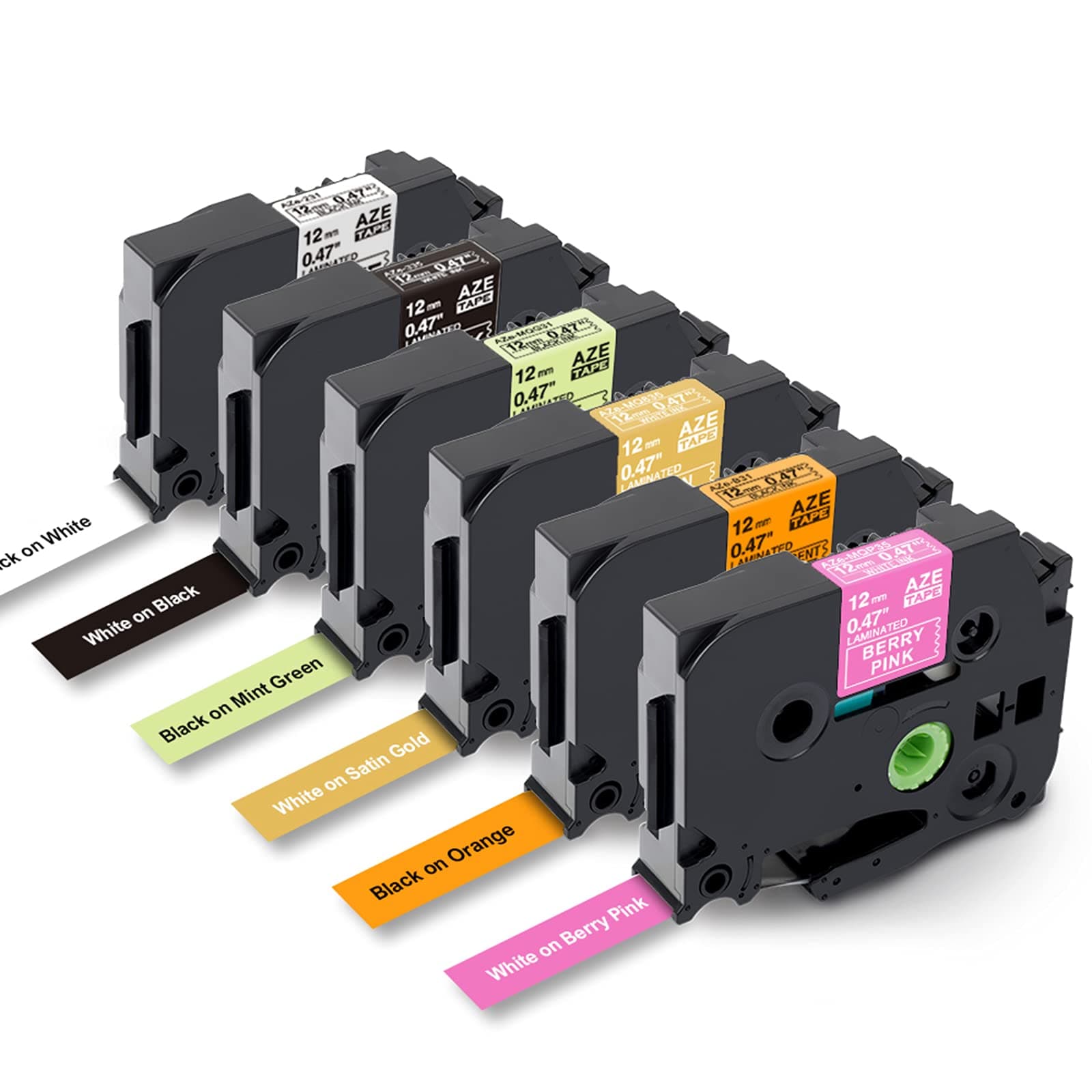 Markurlife Compatible Label Tapes Replacement for Brother P-Touch 12mm TZe-231 TZe-335 TZe-MQP35 TZe-MQ835 TZe-MQG31 TZe-B31 Label Tape with Label Printer PT-D400 PT-H100LB PT-H100 PT D210,6PK