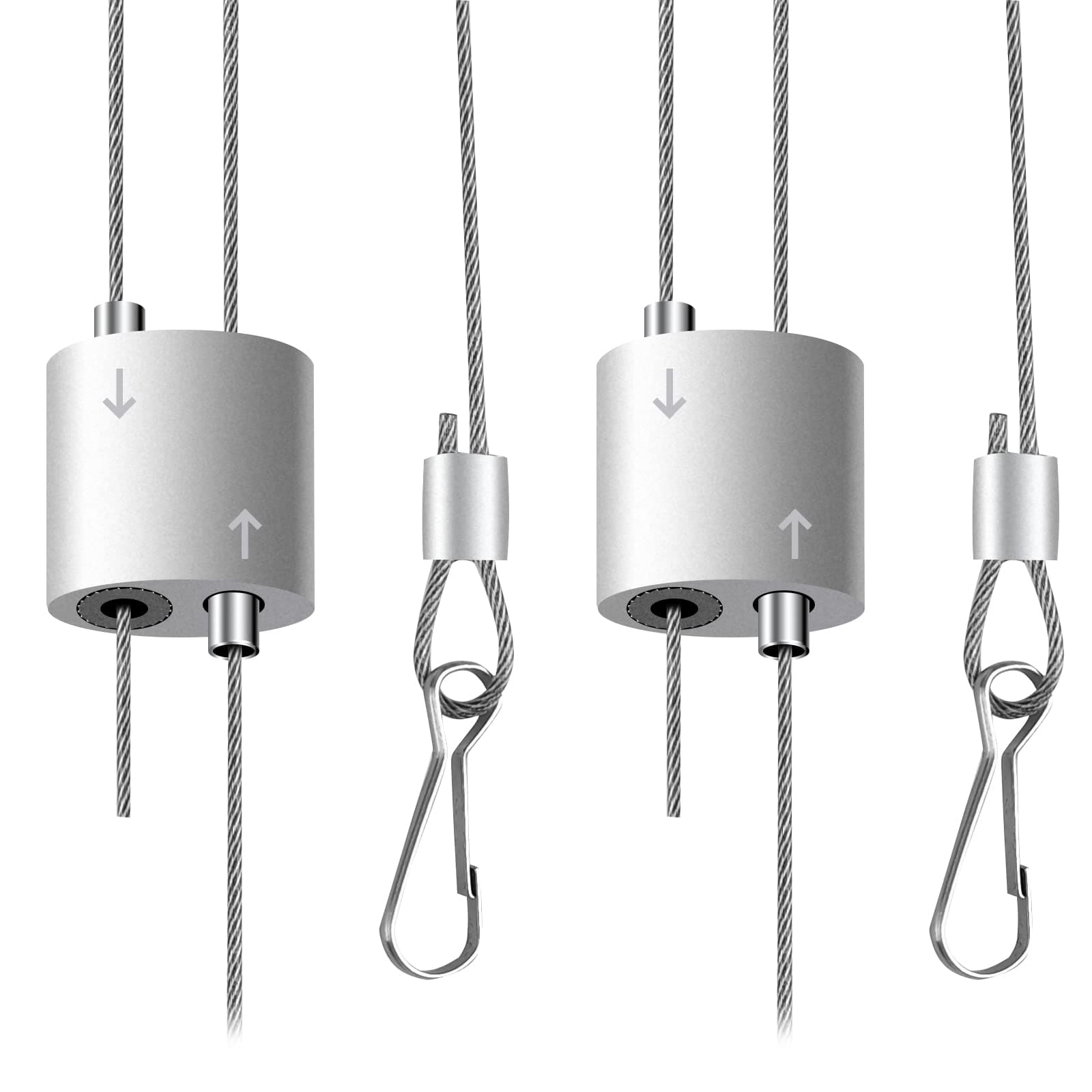 SZHLUX Rope Hanger-6.6FT&67lbs Weight Capacity, 1 Pair Adjustable Stainless Steel Wire Loose-Proof Design for Growing Light Fixtures, Silver