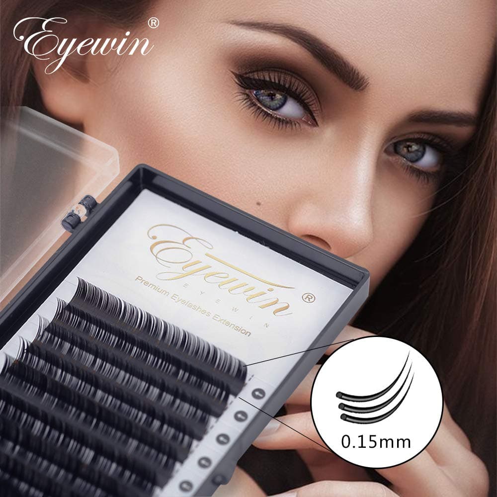 Volume Lash Extensions Alluring C Curl 8-14mm Mixed Tray Ellipse Faux Mink Permanent False Eyelashes Cluster Individual Eyelash Natural Look 12 Rows(0.15mm)