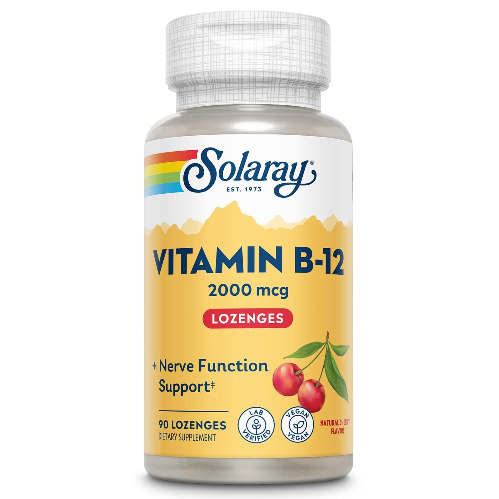 Solaray - Vitamin B12 Sugar Free Natural Cherry Flavor 2000 mcg 90 Lozenges