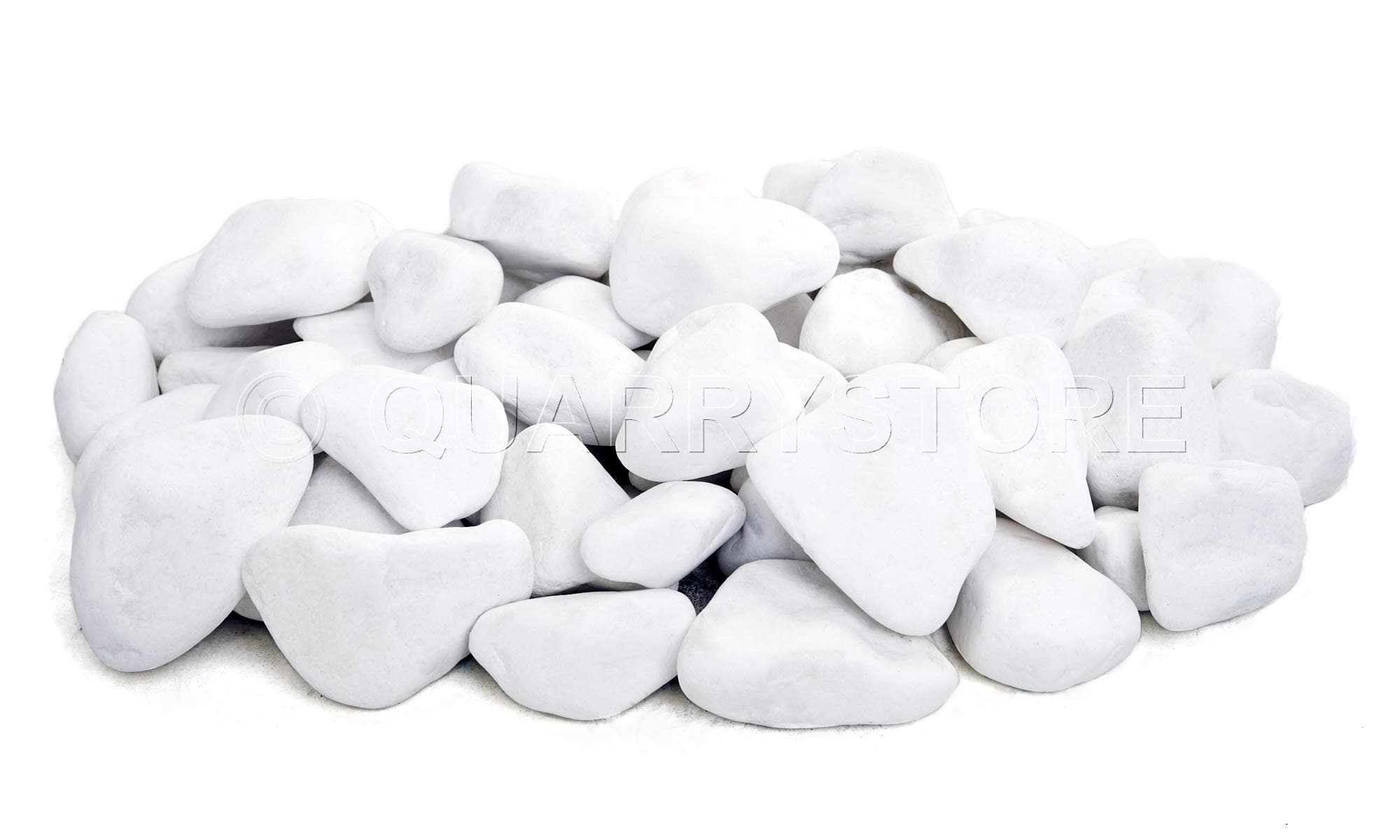 Quarrystore White Greek Marble Stone 'Thassos Pebbles' Approximately 60mm to 100mm in Size - Ideal Outside Decorative Stones for Gardens or Water Features and Ponds - 5Kg