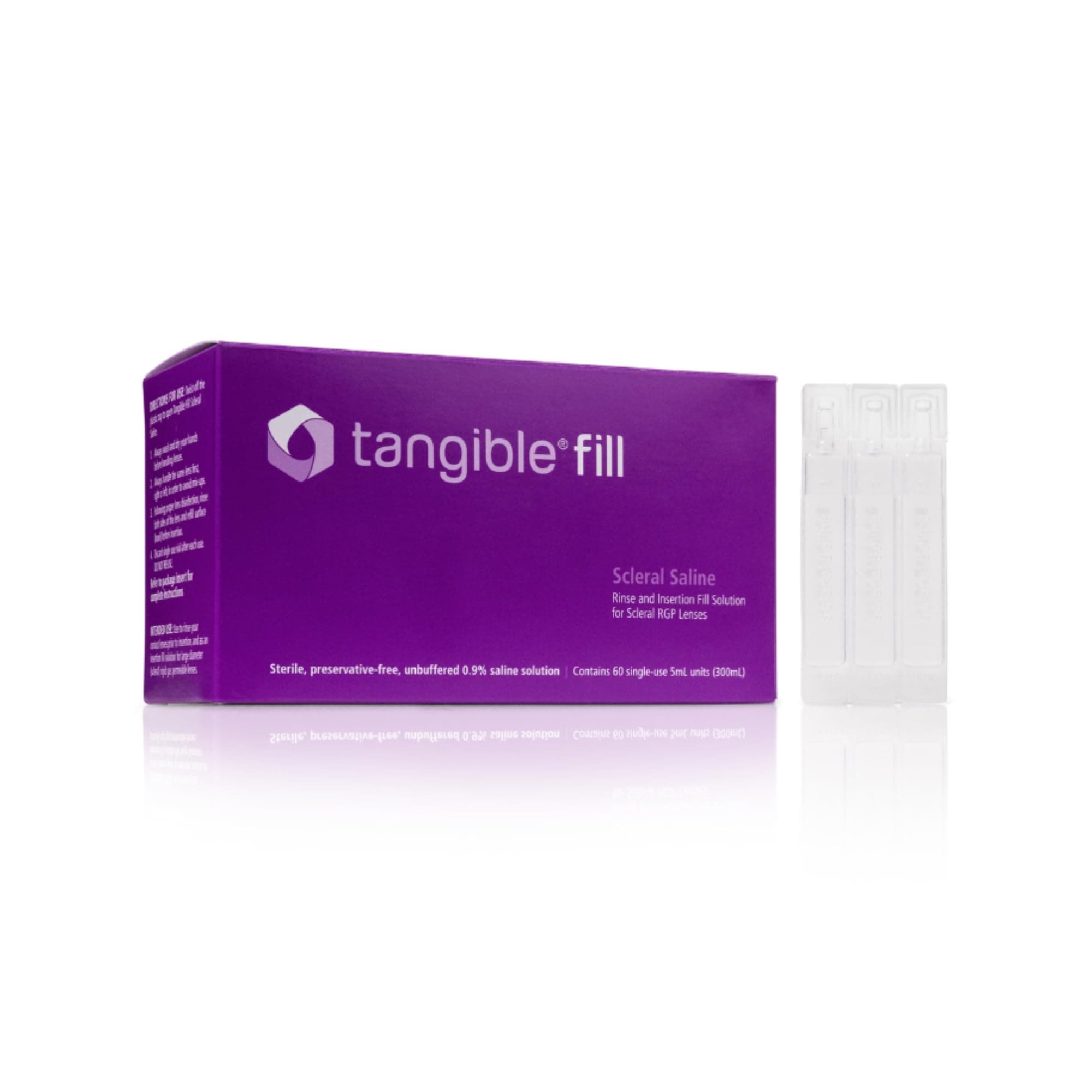 Tangible Fill Saline Solution for Scleral & Rigid Gas Permeable Contact Lenses, Single-Use, 5mL (Pack of 60)