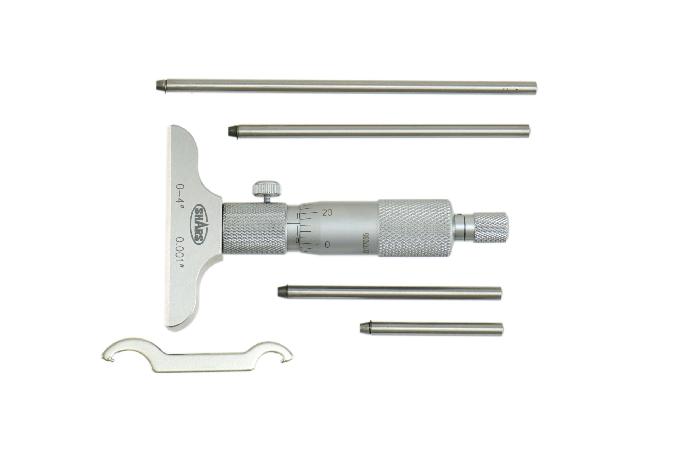 0-4" Depth Micrometer, 0.001" Graduation, 2.5" Base, 4 Rods, 0.0002" Accuracy 303-2503 P)