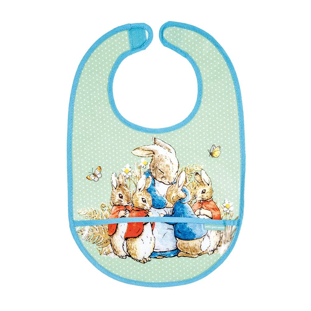 Petit Jour Paris - Green Bib Peter Rabbit - easy to clean!