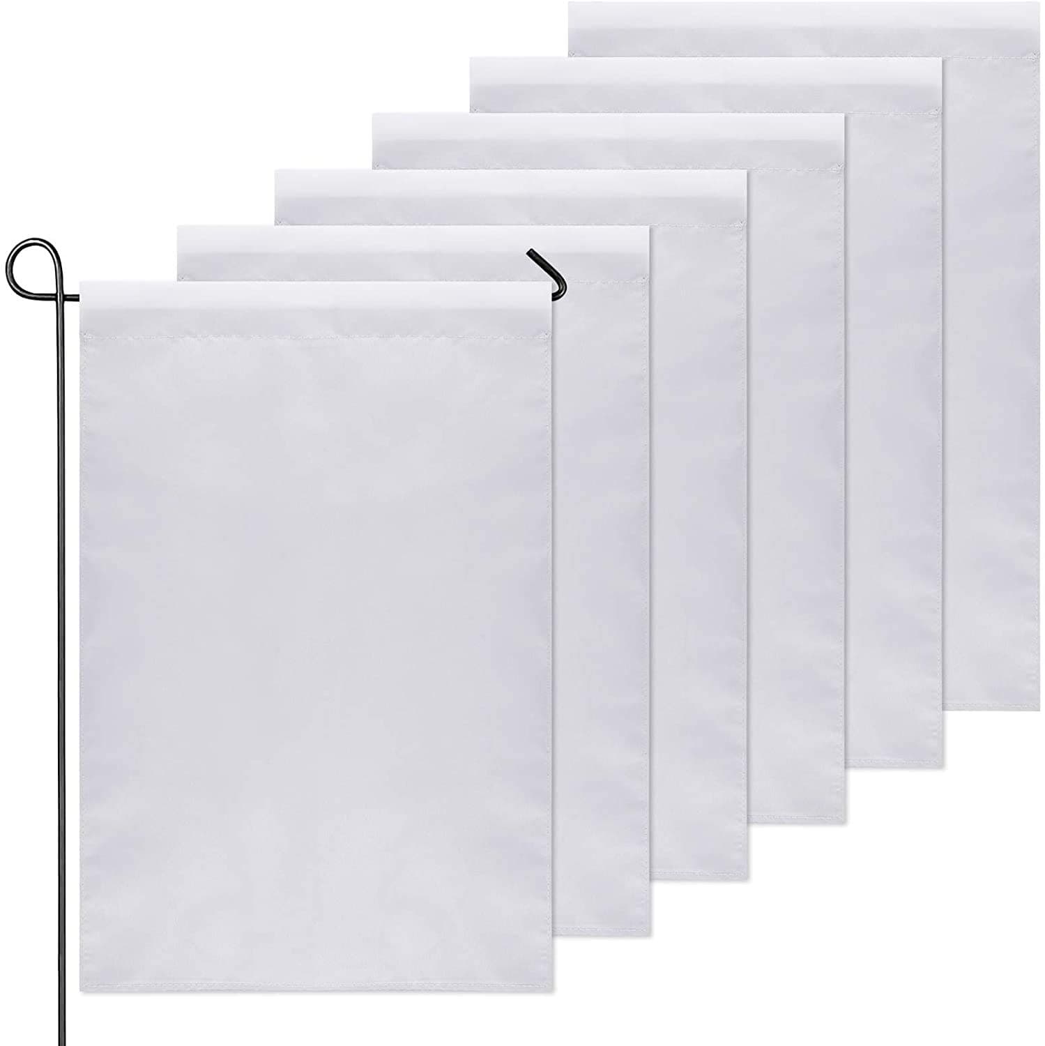 OrangeTag 10Pcs 30x45CM Sublimation Blank Polyester Lawn Garden Flags Parade Banners White