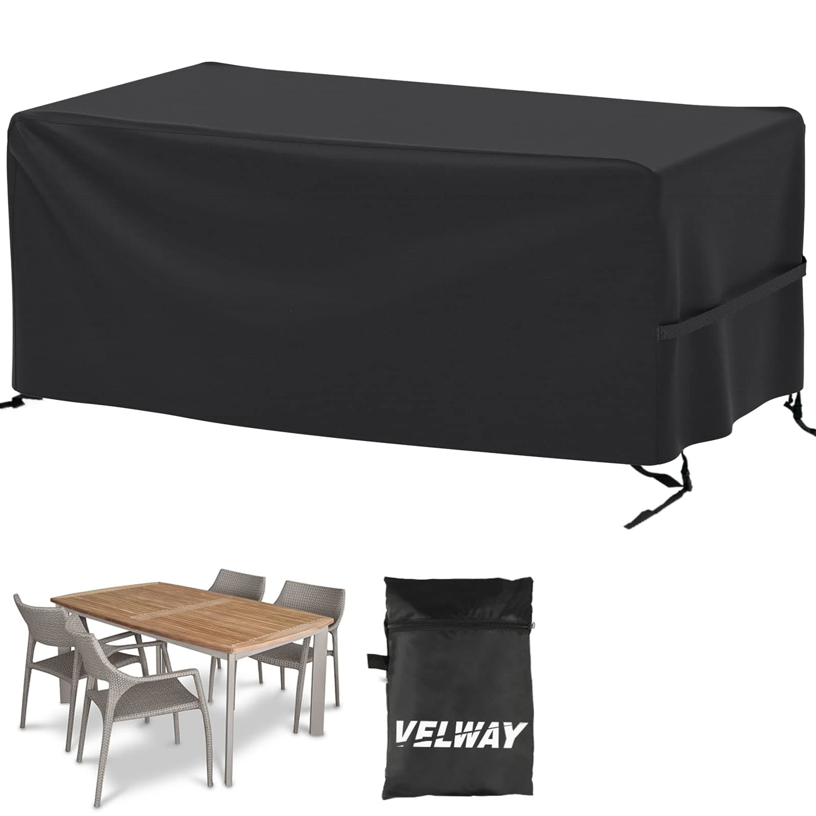 Velway Patio Furniture Cover Outdoor, Waterproof Rectangular Patio Table Chair Sofa Set Cover, 67”Lx37”Wx28”H, All Weather Oxford Tear-Resistant Material with Zipper Carrying Bag Windproof Buckles