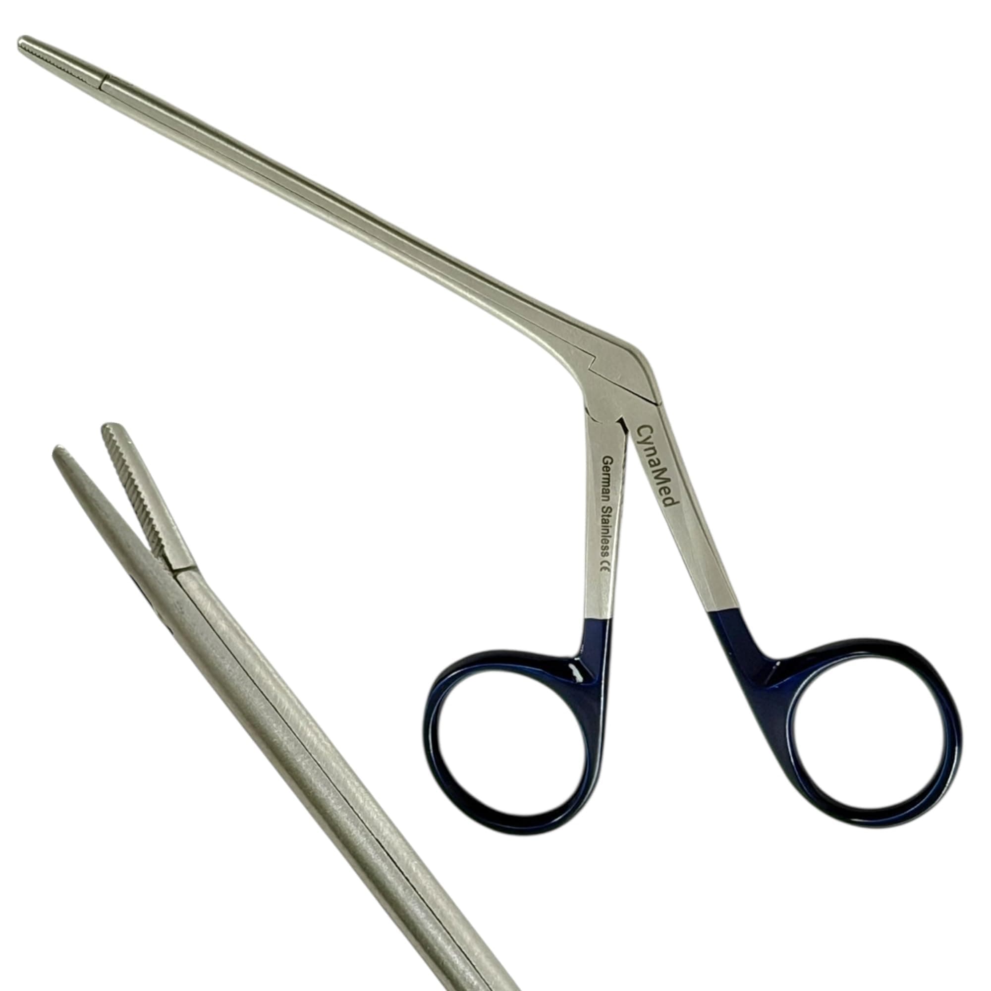 New German Hartman Alligator Micro Forceps 3.5 Inches Serrated Blue Rings Ent Instruments Cynamed