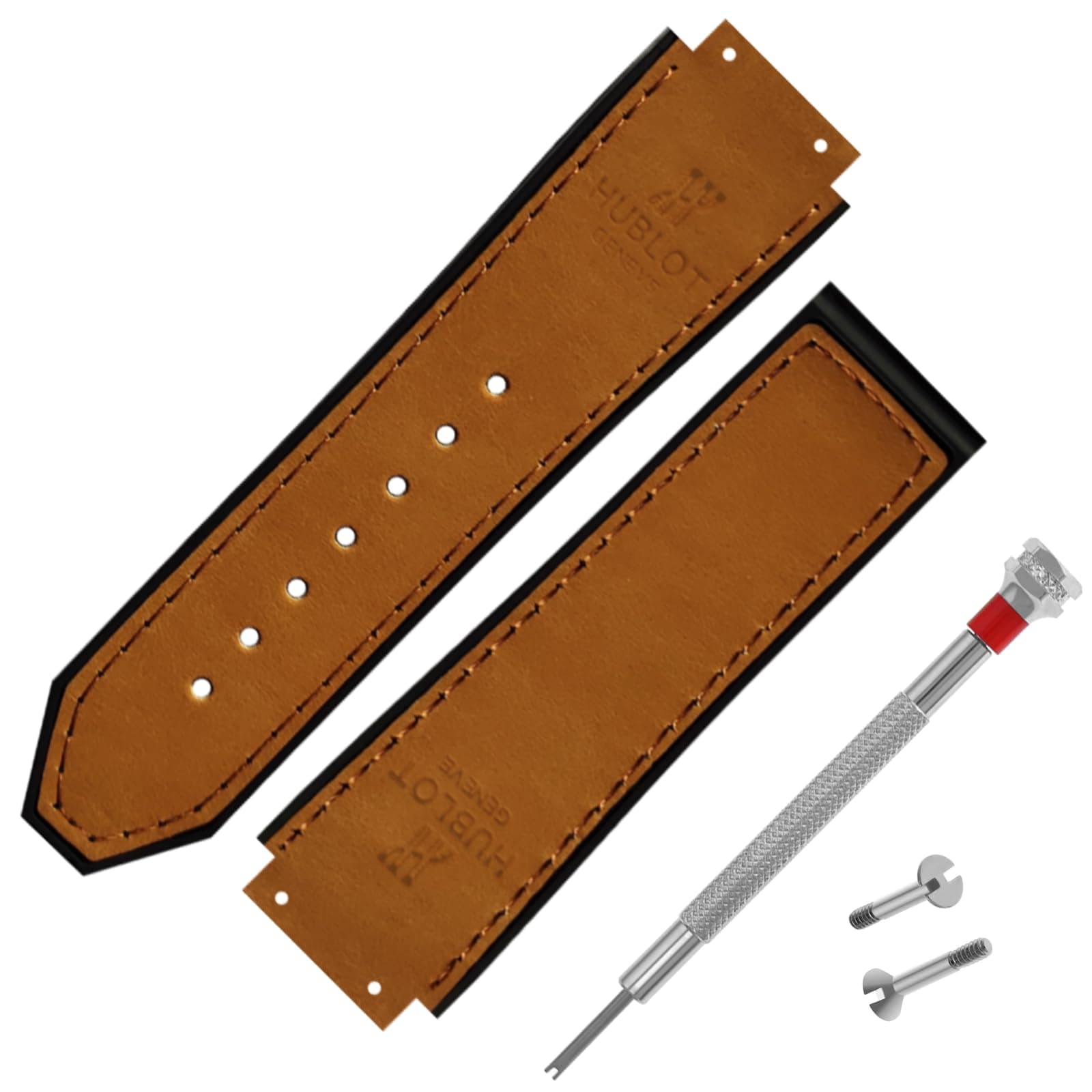 DBLACK ''HLS-OPN2'' 25mm Premium Leather Watch Straps, Matte Finish, With Tools Included // Compatible With HUBLOT Watches, Premium Leather Watch Bands (Choose Your Color)