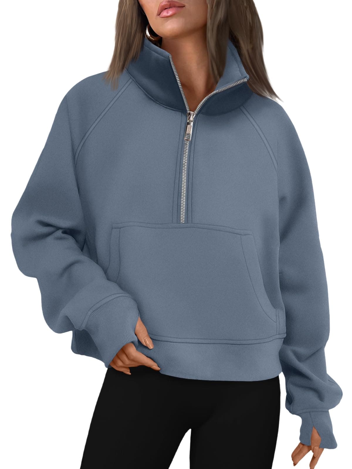Womens Sweatshirts Half Zip Cropped Pullover Fleece Quarter Zipper Hoodies 2026 Fall Fashion Outfits Clothes