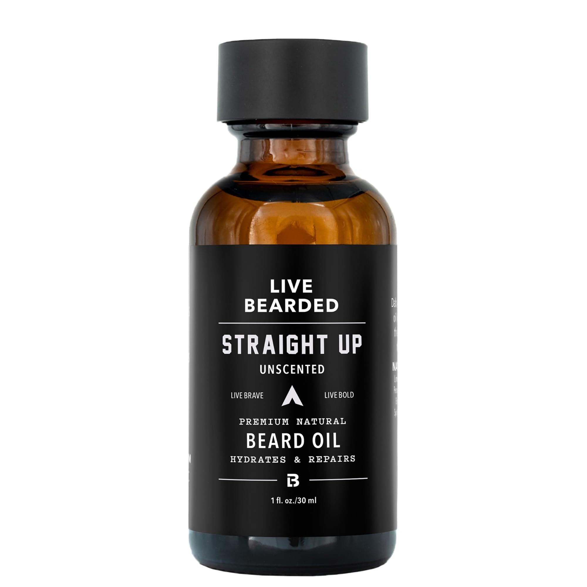 Live BeardedBeard Oil - Premium All-Natural Beard Oil for Men with Jojoba Oil Beard Care - 1 fl oz - Made in the USA - Beard Oil for Dry Flaky Skin - Straight Up: Unscented, Fragrance-Free