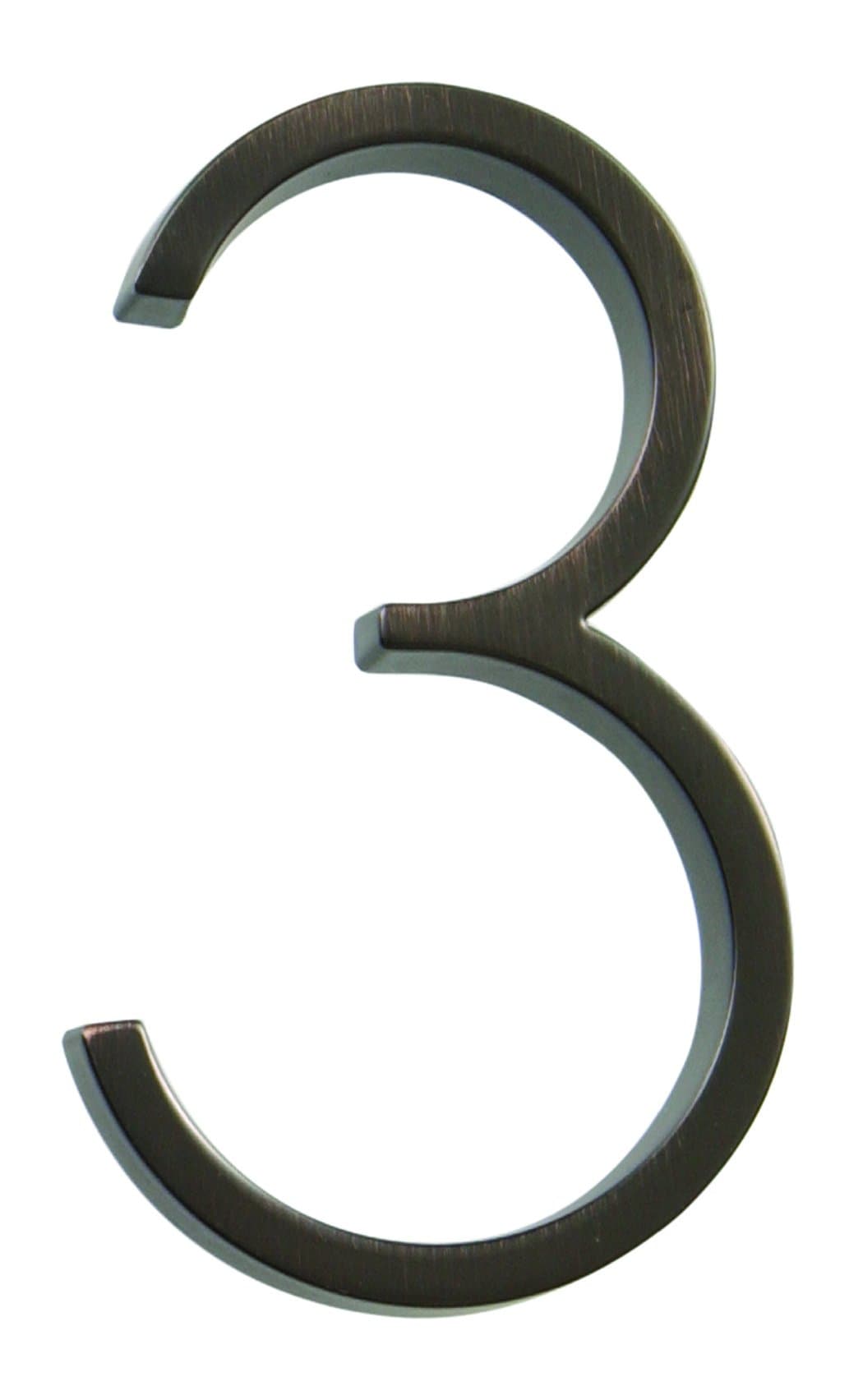 by Hillman 843229 5-Inch Die Cast Floating/Flush Mount House Number, Aged Bronze, Number 3