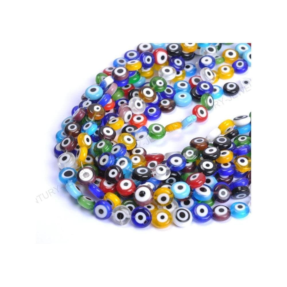 Mixed Flat Millefiori Evil Eye Glass Loose Spacer Beads Choose 6mm 8mm 10mm 12mm 6mm 50pcs