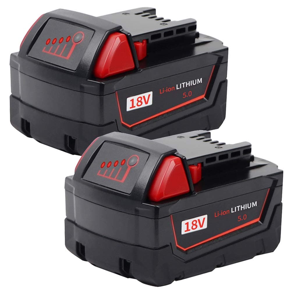JialittM18 5.0Ah Replacement Battery for Milwaukee 18V Cordless Power Tool Lithium Battery 48-11-1815 48-11-1820 48-11-1822 48-11-1840 48-11-1841 48-11-1850 (2 Pack)