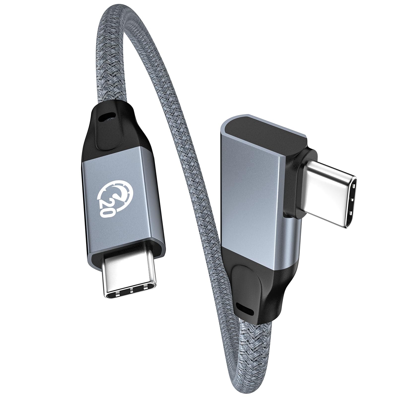 6 inch USB C to USB C Cable Right Angle, 0.5ft Short USB-C Cable 100W, USBC 3.2 Gen2x2 20Gbps 4K Video, 90 Degree Type C to C Charging Cord for iPhone 16 15 Pro Max iPad MacBook Galaxy S25/S24