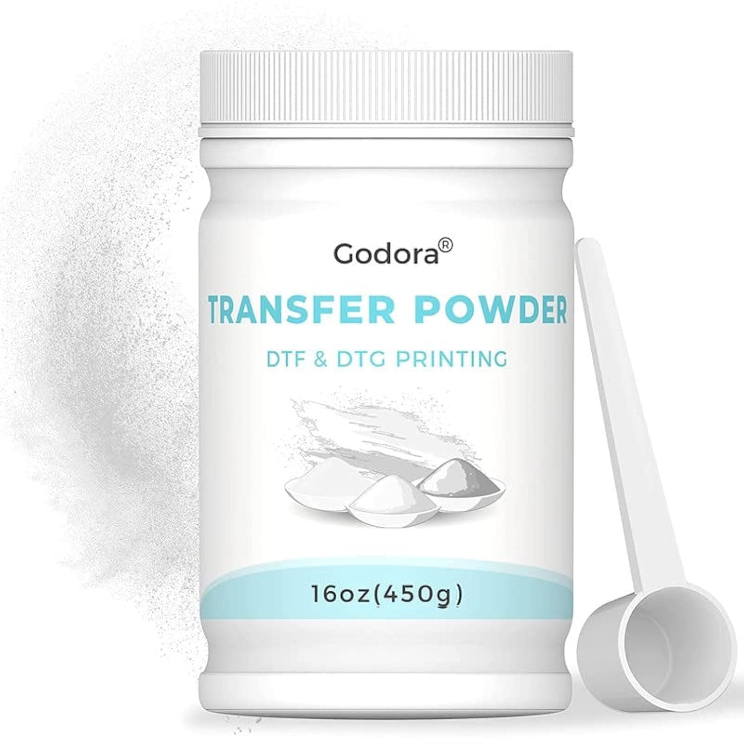 DTF Powder White Digital Transfer Hot Melt Adhesive for Black or Dark Colored Garments, PreTreat Transfer for All DTF and DTG Printers, 450g - 16oz