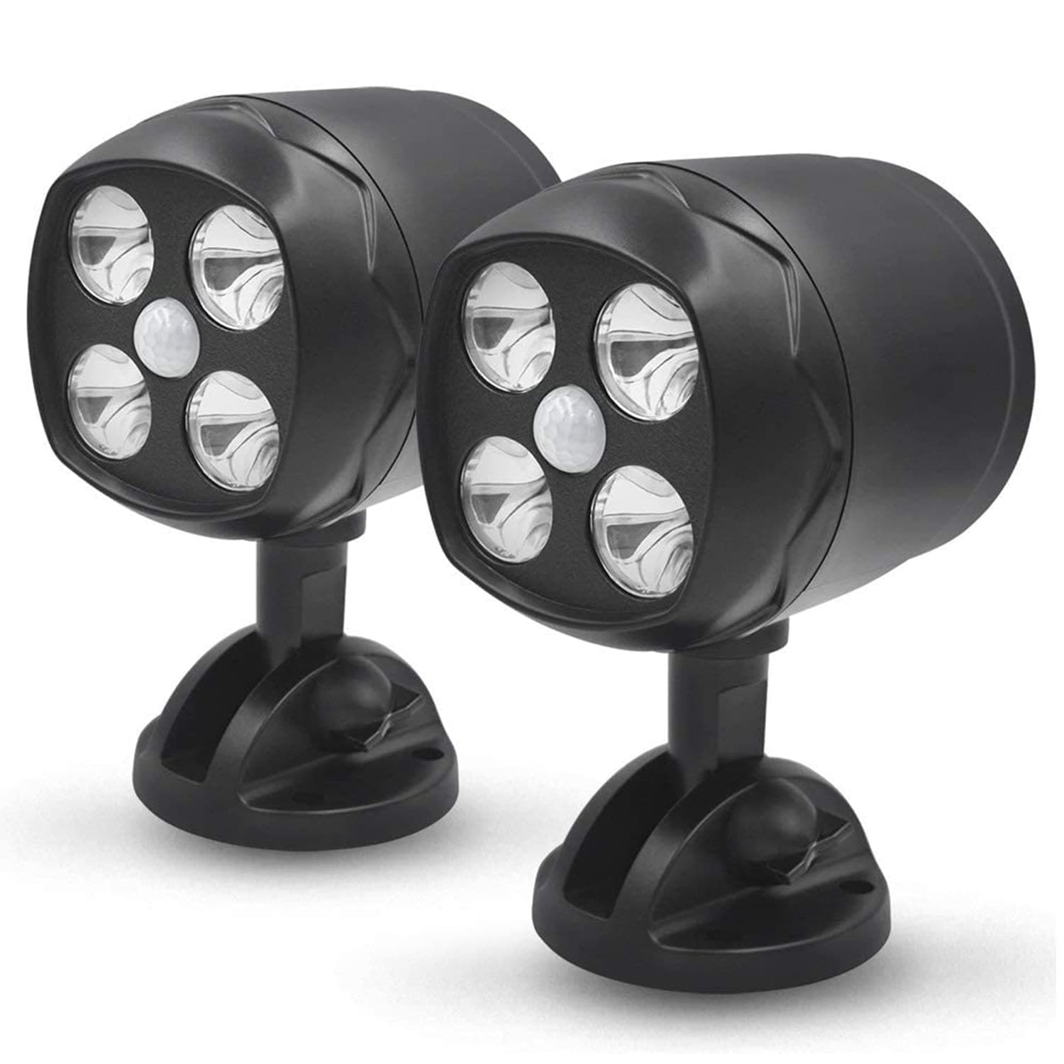 YoungPowerOutdoor Motion Sensor Light Battery Operated, IP65 Waterproof Ultra Bright Motion Sensor Outdoor Lights Head Adjustable with 8W 600 Lumen 6000K 4LEDs for Garage Yard Porch Patio 2 Packs